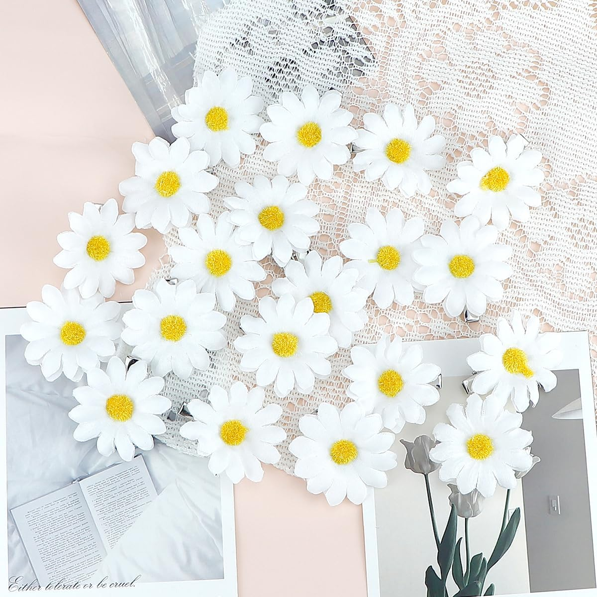 FERCAISH Pack of 20 Daisy Hair Clips, Cute Daisy Hairpin, Flower Hair Clip, White Sunflower Hair Accessories, Daisy Hair Clip for Women Girls image number 4