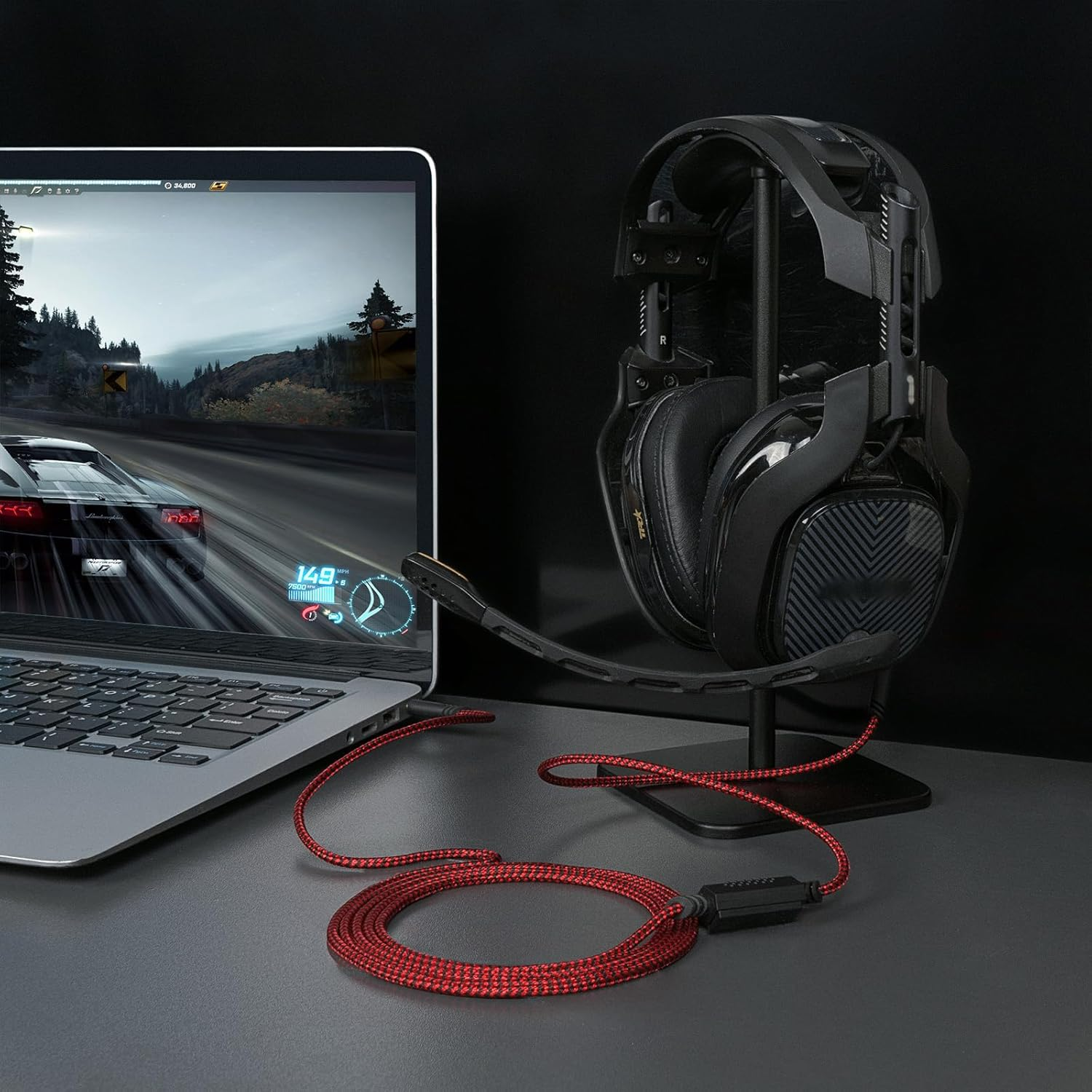 Geekria Gaming Audio Cable Compatible with Astro A40 Tr, A40, A30, A10 Gen 2, A10Gaming, Nylon Braided Headset Cable, 3.5Mm Auxiliary Replacement Stereo Cable with Mute Control (6Ft / 2M) Red image number 5