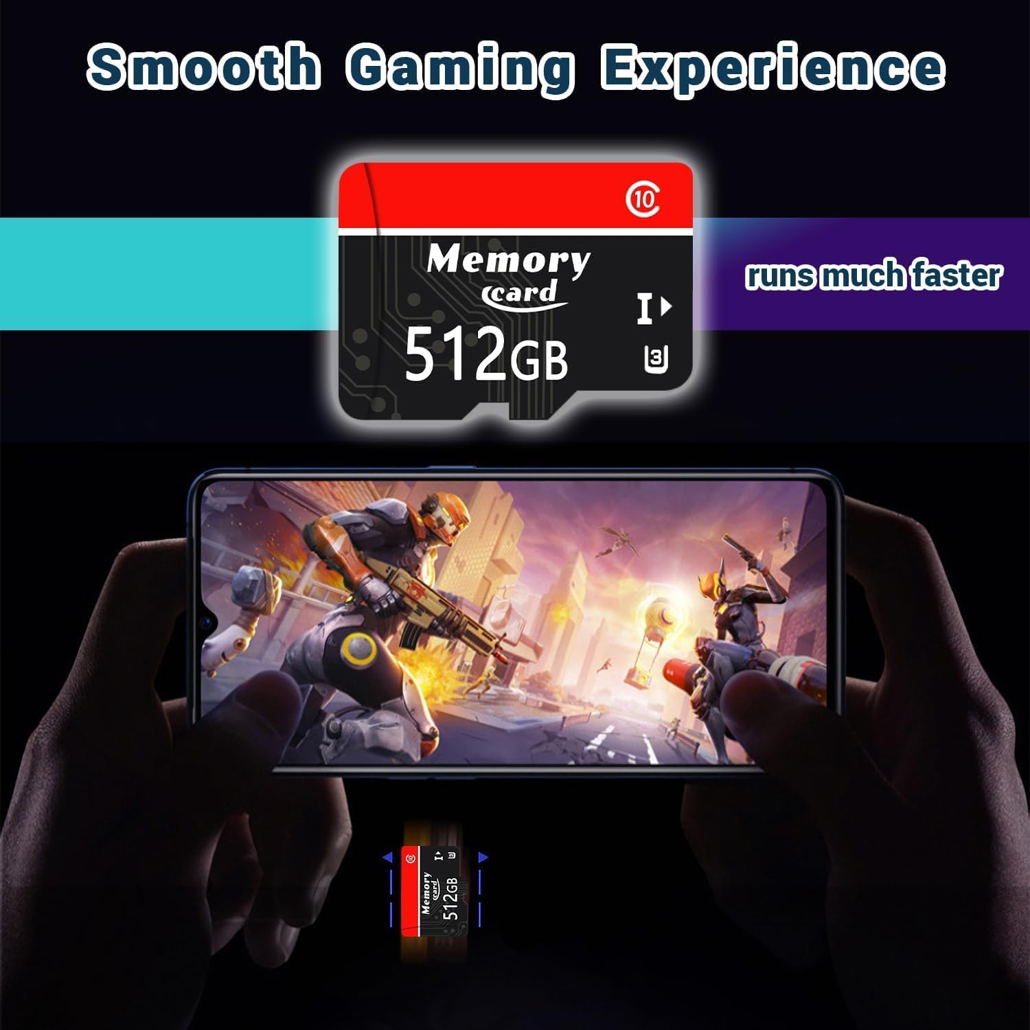 TF Card Micro 512GB Memory Card UHS-I V30 4K A2 Class 10 Compatible, High Speed Micro Card, Adapter Included image number 1