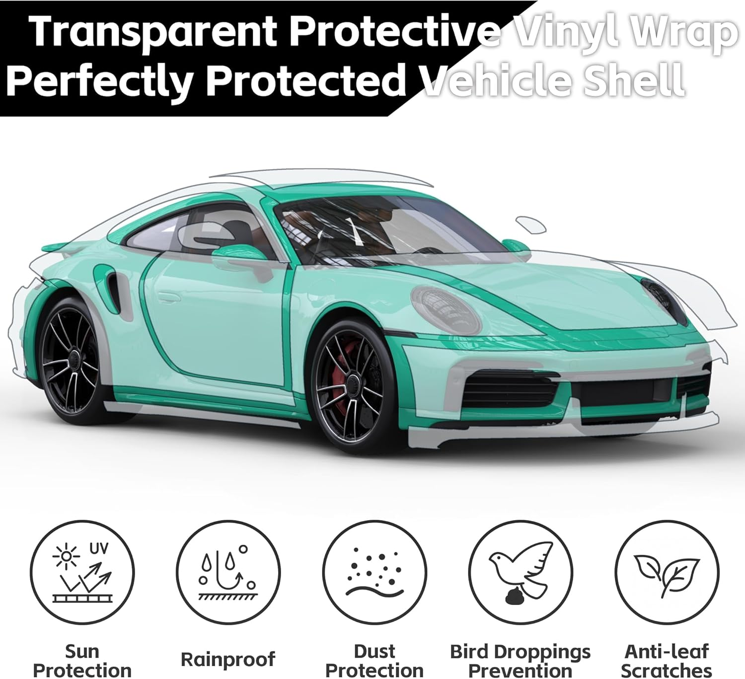 Clear Vinyl Wrap with Tool Kit, Transparent Protective Self Adhesive Car Wrap Film Vinyl without Bubble Clear Gloss Paint for DIY Car Moto Interior Exterior 1Ft X 10Ft