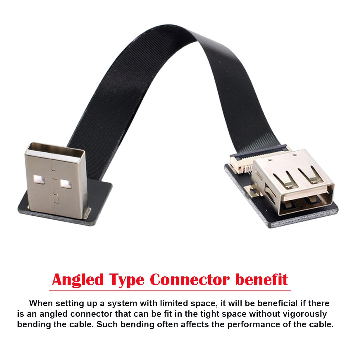 Cablecc up Angled USB 2.0 Type-A Male to Female Extension Data Flat Slim FPC Cable for FPV & Disk & Scanner & Printer 100CM image number 3
