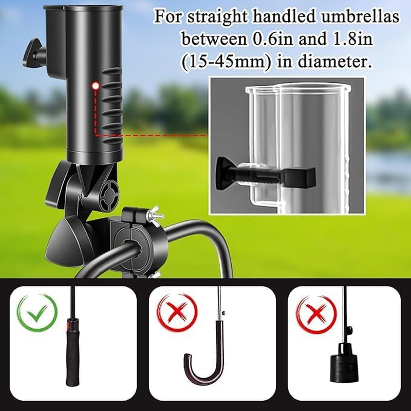 Golf Push Cart and Trolley Umbrella Holder, Universal Adjustable Umbrella Holder for Chair/Stroller/Wheelchair/Bike image number 3
