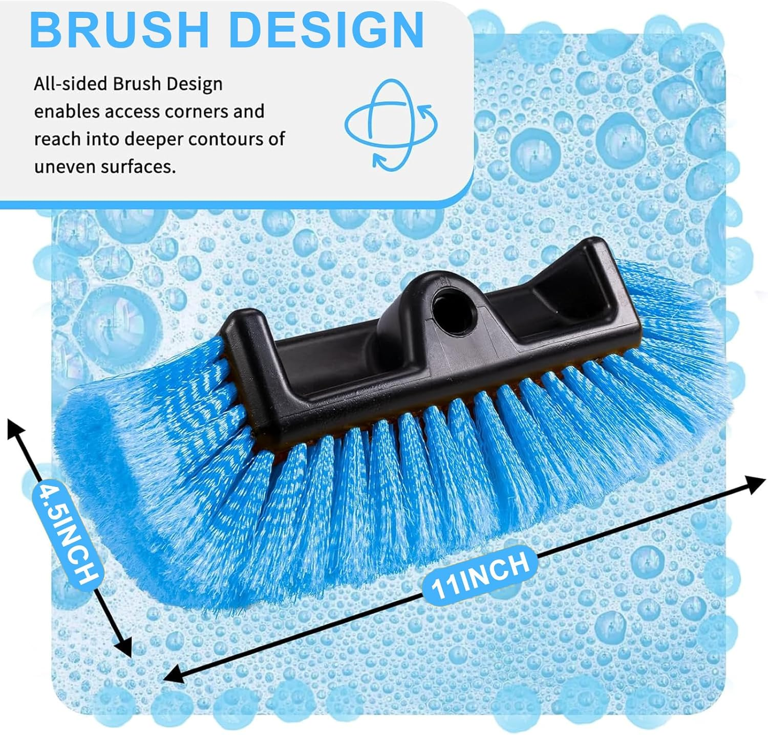 Car Wash Brush,62" Long-Handle (4-Section Pole, Blue Head). Soft Bristle, Scratch-Free&mdash;Ideal for Car Exterior, Fits RV, Truck, SUV. Essential Car Cleaning Supplies for Vehicle Care. image number 4