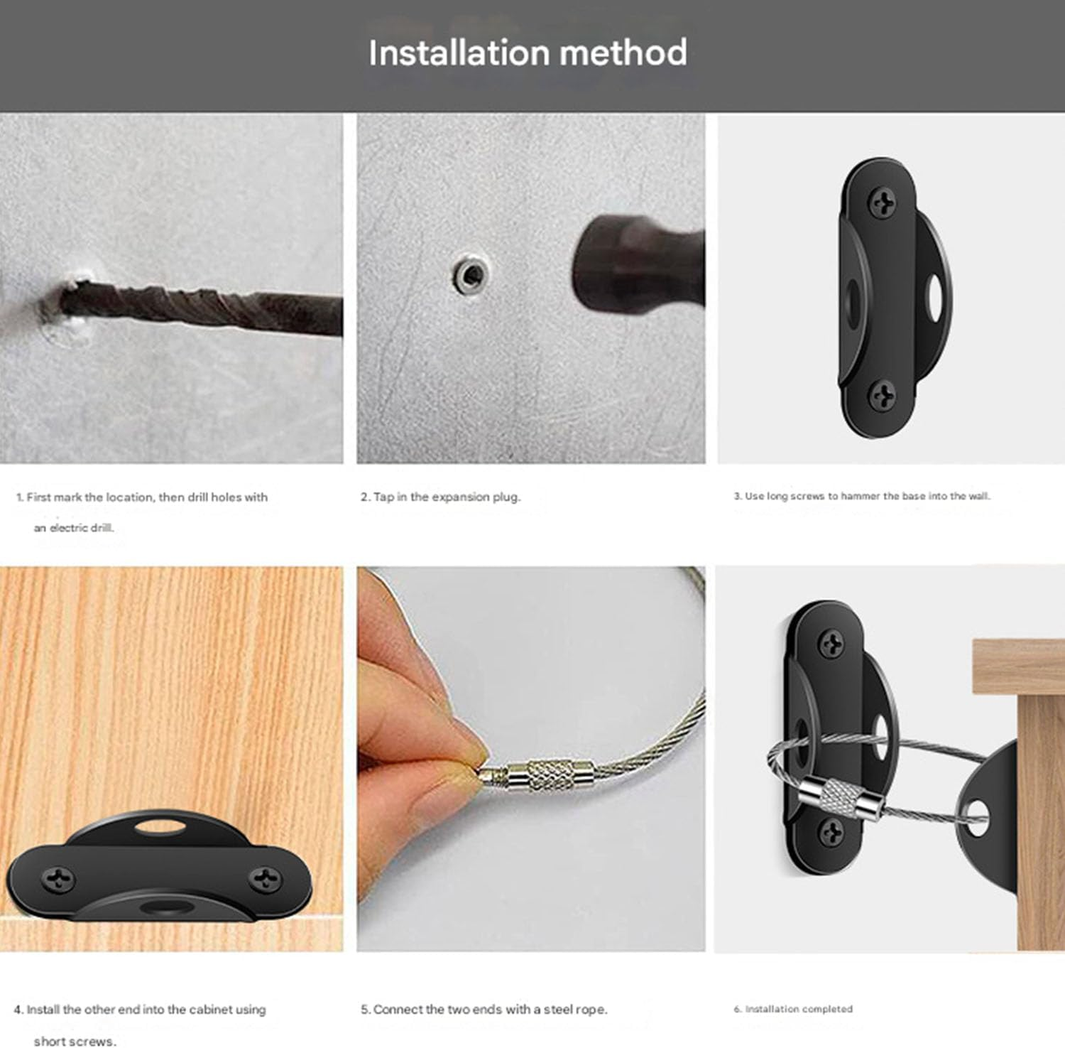 12 Pack Furniture Anchors for Baby Proofing Pet Protecting, Furniture Straps anti Tip Wall Anchor Securing 400 Lbs/Keep Baby Pet Safety from Falling, Earthquake Straps image number 3