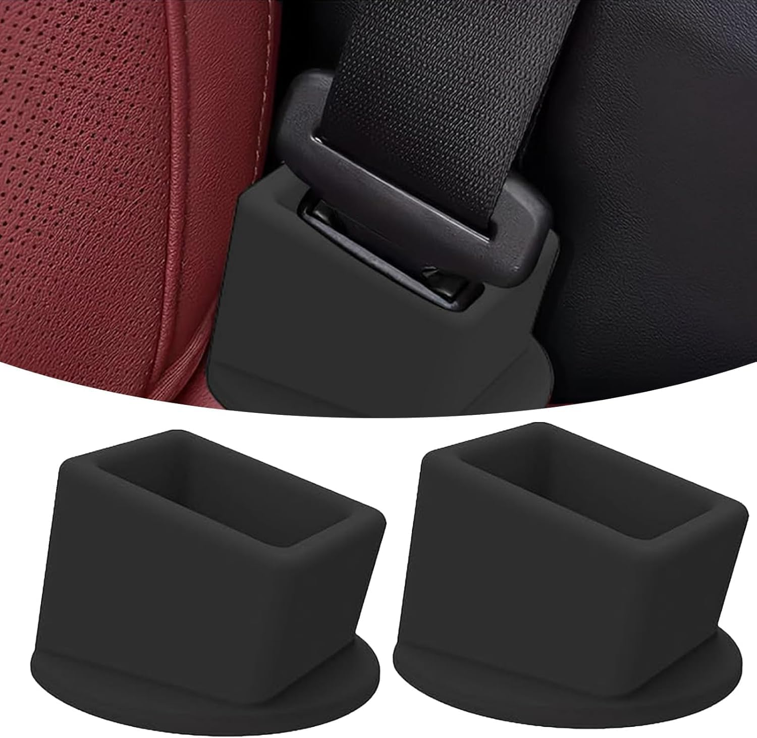 Seat Belt Buckle Holder, 2 Pcs Seat Belt Holder, Silicone Easy Access Vehicle Seatbelt Booster, Buckle Extender for Kids Car Accessories, Suitable for Most Car Models(Black) image number 6
