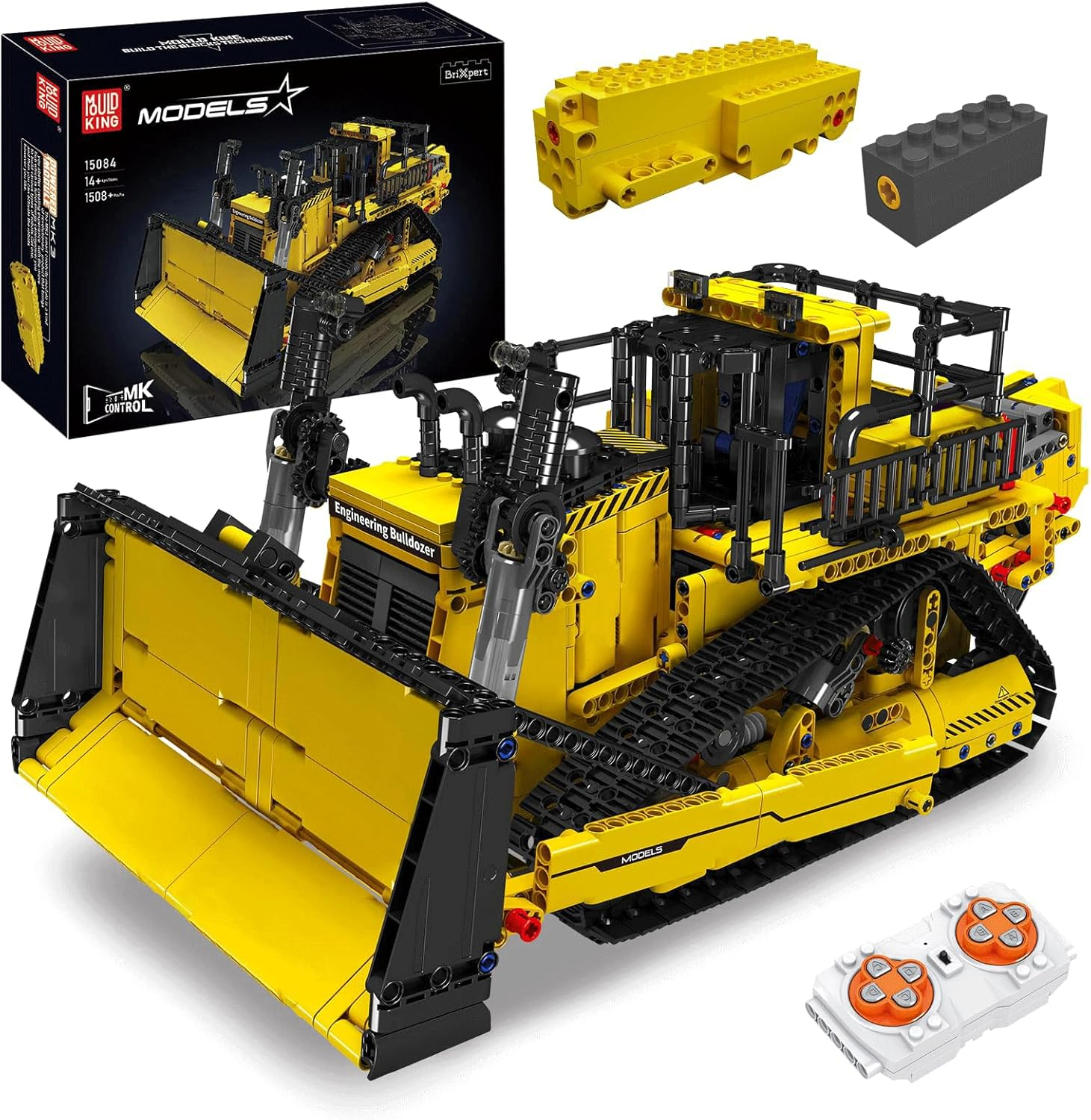 Mould King 15084 Bulldozer Engineering Truck Vehicle Building Set,Remote Control Car Model Block Kit, STEM Gift Toy to Build for Boys Girls Aged 14+ 1508Pcs image number 6
