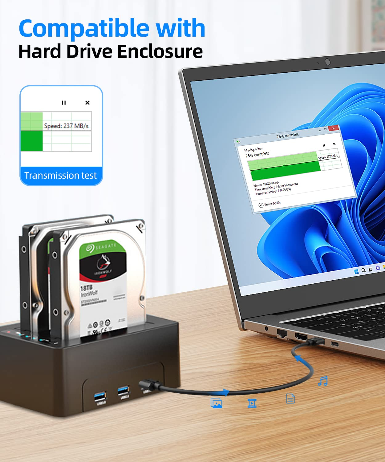 SUNGUY USB to USB Cable 3.3Ft/1M, USB 3.0 Type a Male to Type a Male Cable Data Transfer up to 5Gbps Compatible with Printers, Modems, Hard Drives, Monitor, Camera, Wacom, DVD, Hub image number 1