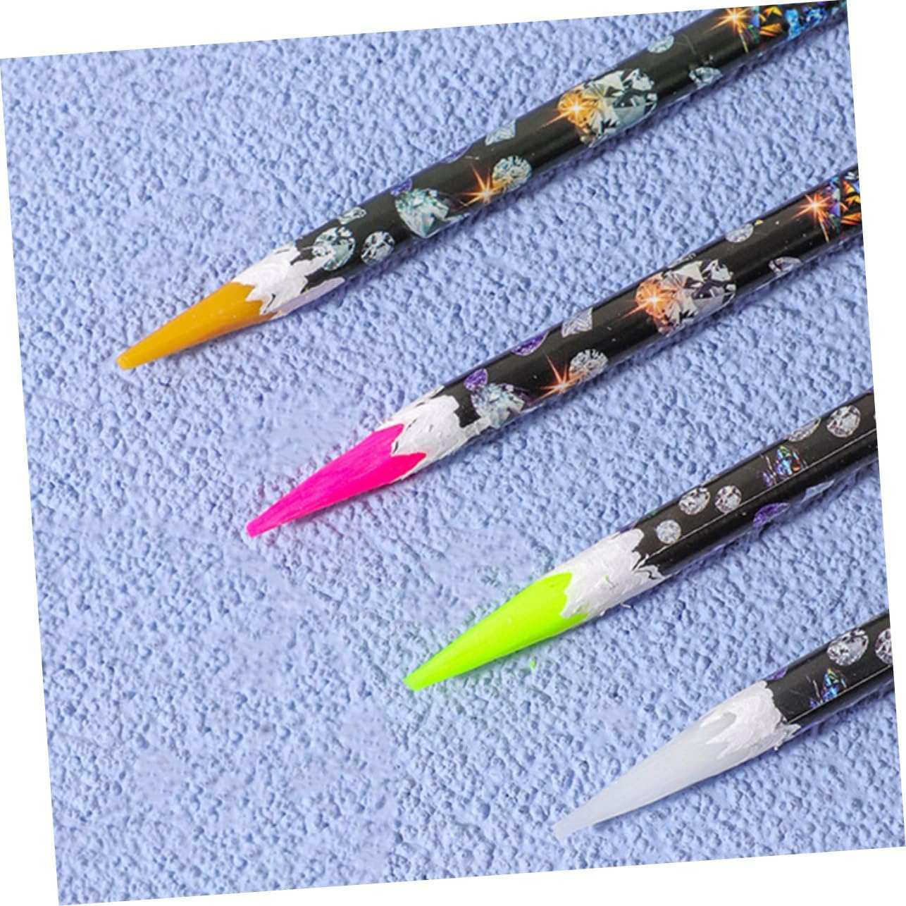 WEKADRIN 4Pcs Rhinestone Picker Wax Pencil Set for Nail Art Includes Yellow White Fuchsia and Fluorescent Green Dotting Tools for Gem Application and Manicure image number 3