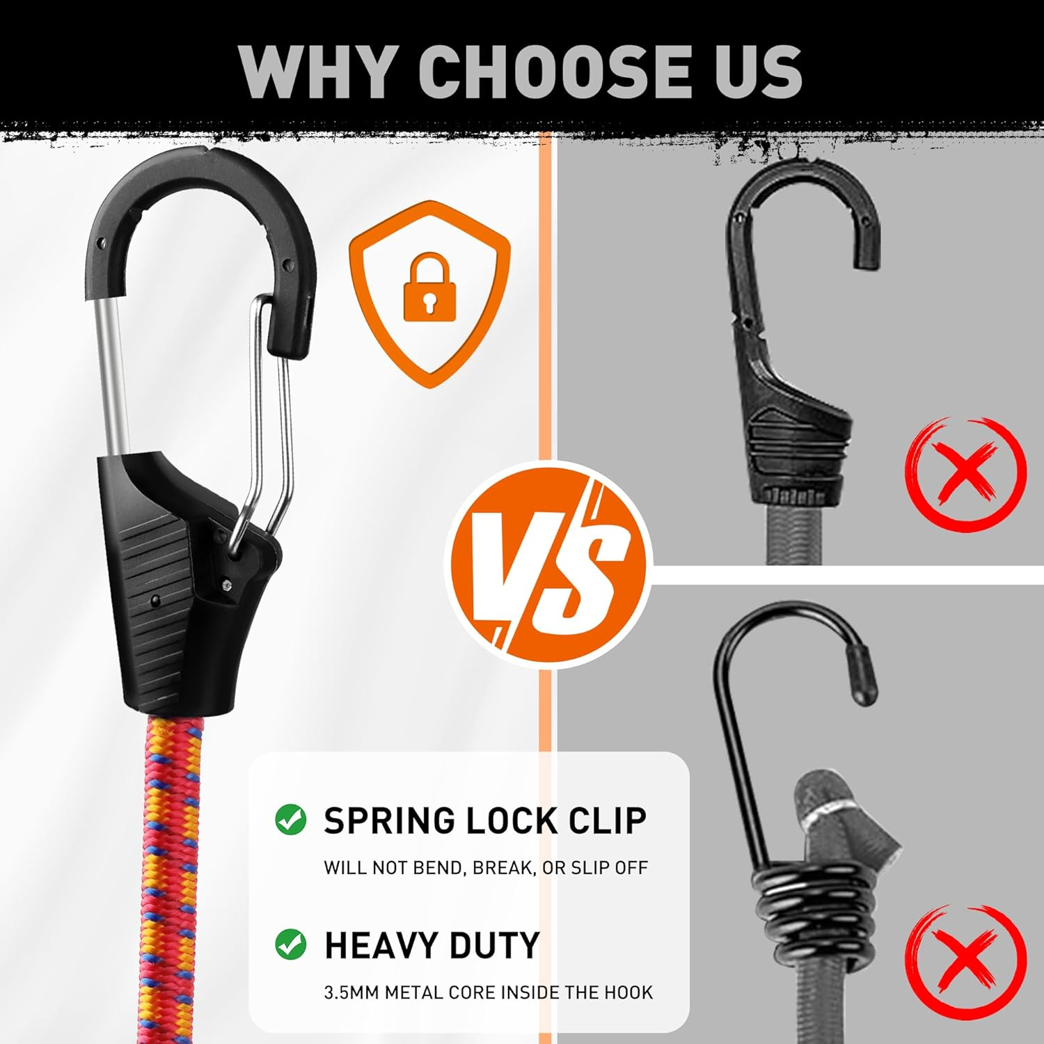 HORUSDY 10-Piece Premium Bungee Cords with Hooks, 18&rdquo; Bungee Cords, Bungee Cord Assortment image number 1