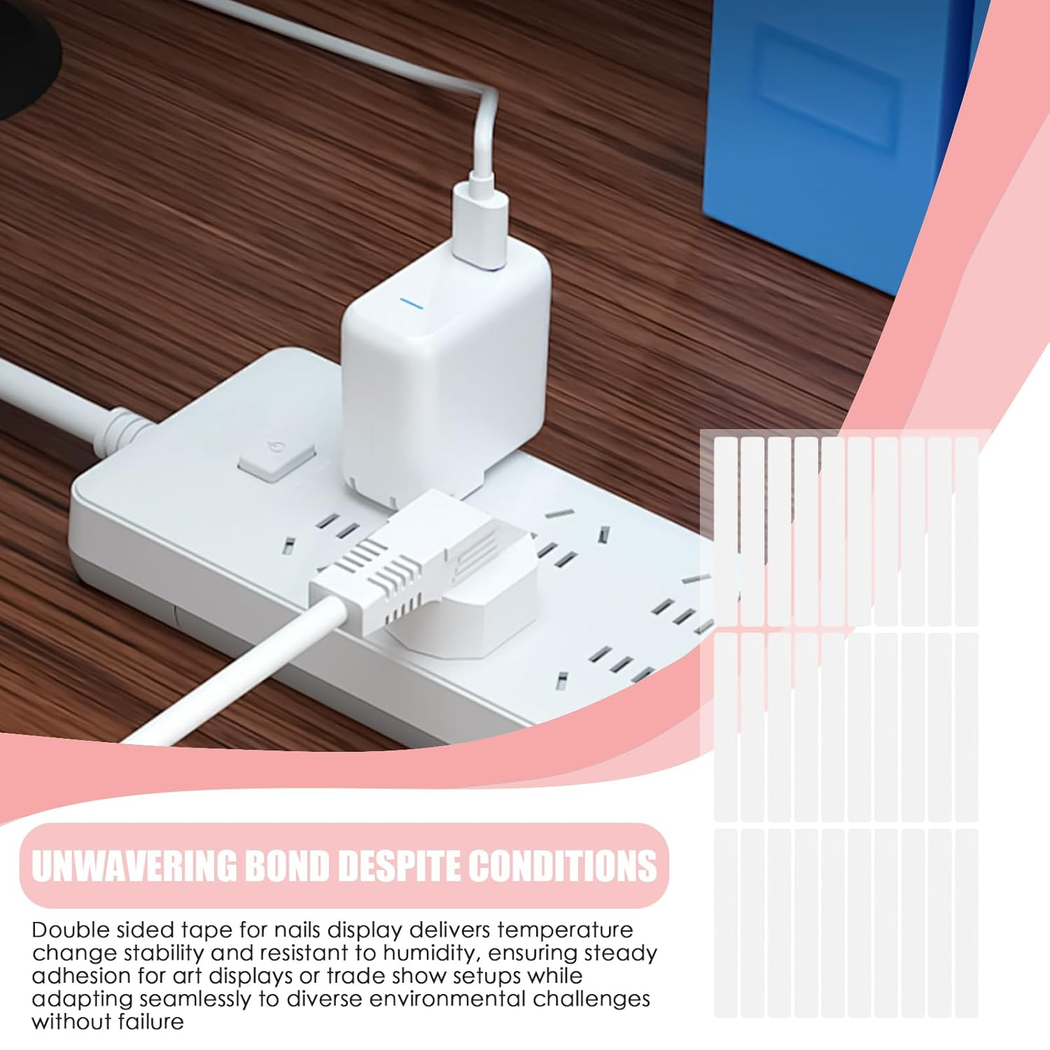 Double Sided Nail Tape,Press on Nails Adhesive Clear Mounting Tape | Removable Salon Supplies Manicure Colors Designs Showcase Adhesive for Room Car Wall Home Office image number 2