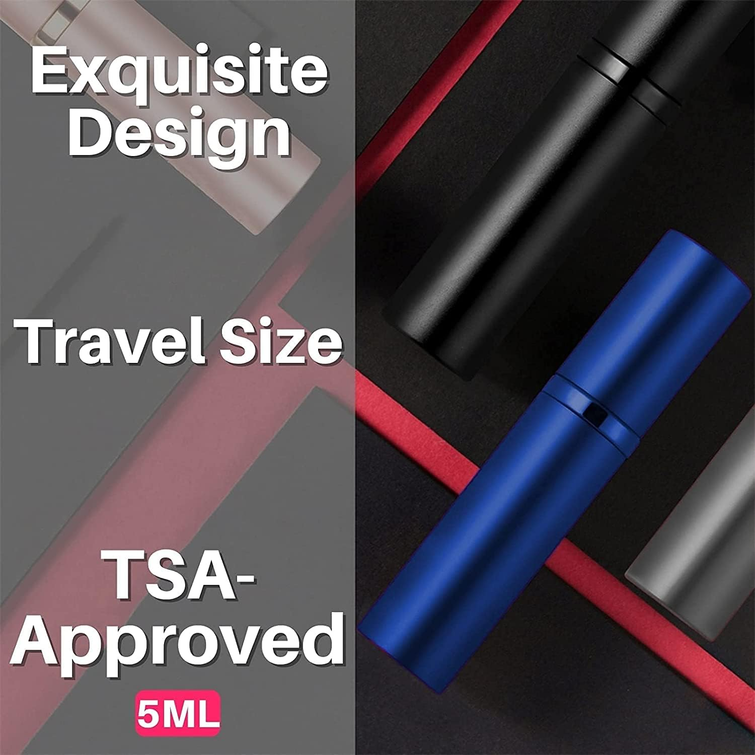 Refillable Portable Mini Perfume Atomizer for Travel, 5Ml Luxury Empty Leakproof Pump Perfume Spray Bottle Atomizer for Man and Woman (J-Rose Gold) image number 4