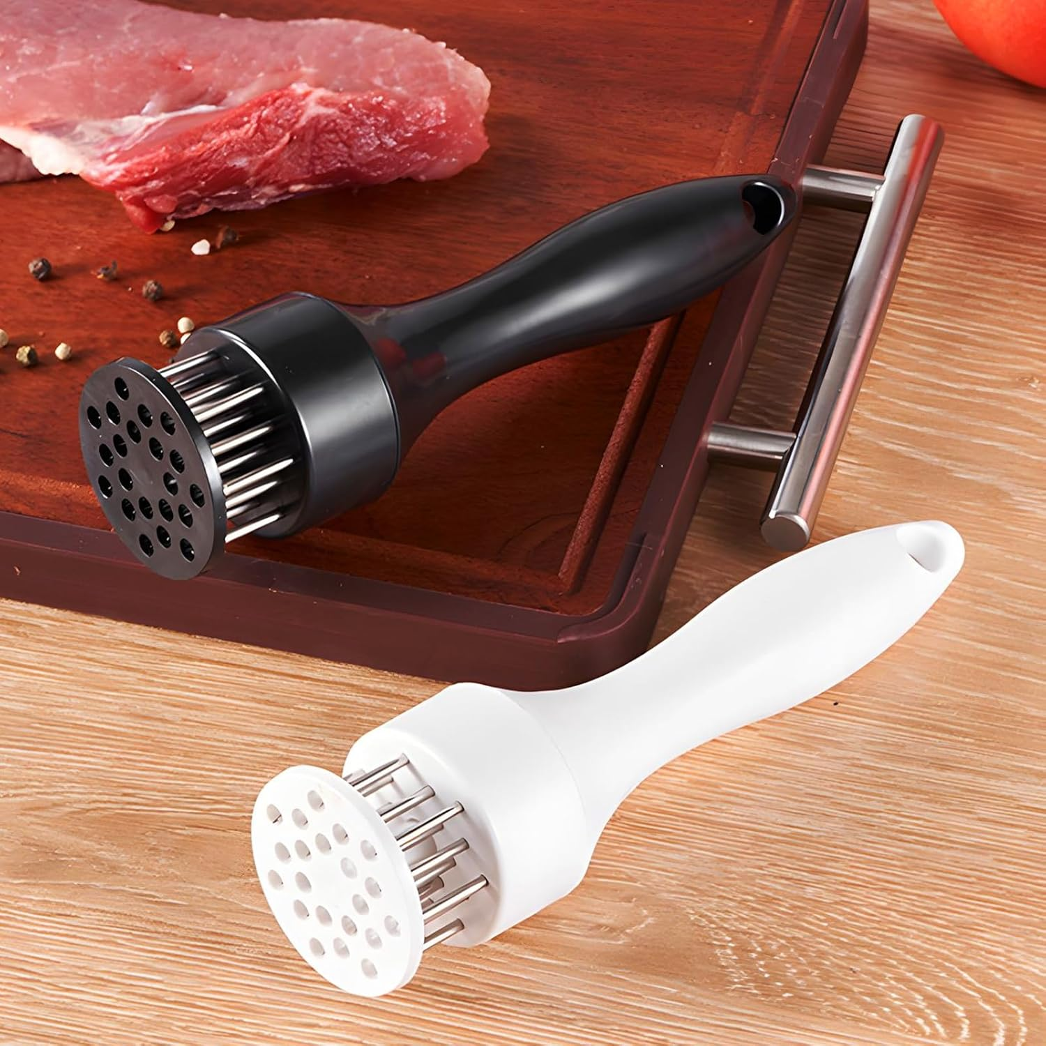 Stainless Steel Needle Blades Meat Tenderizer Tool with Ultra Sharp Profession Kitchen Gadgets Jacquard for Tenderizing and Cooking BBQ, Marinade, Steak, Beef, and Poultry (Black) - White image number 4
