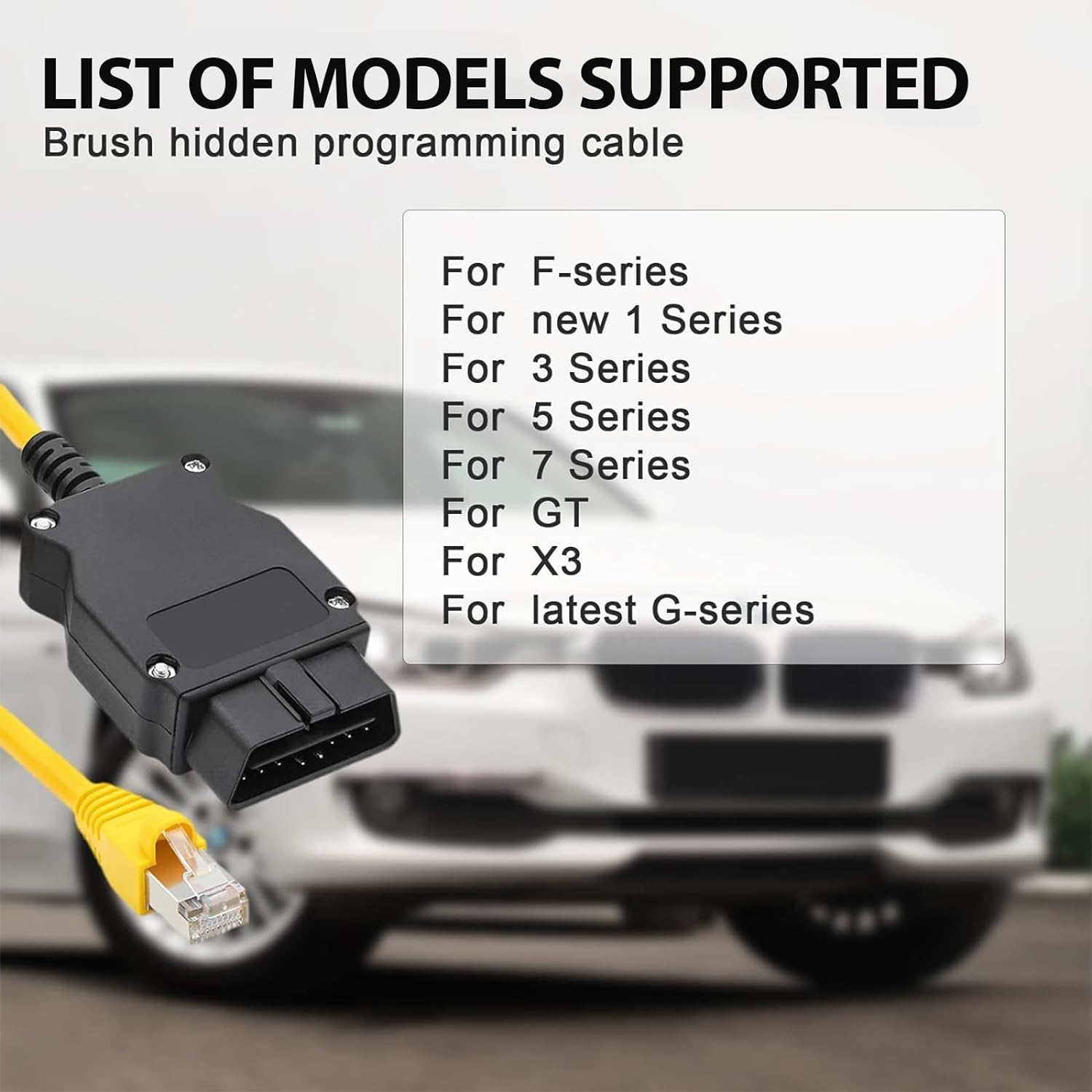 ENET OBD2 Adapter, ENET Cable Interface Cable OBD2 78.7In, Ethernet Connector Tools for BMW F-Series Coding Diagnostics image number 5