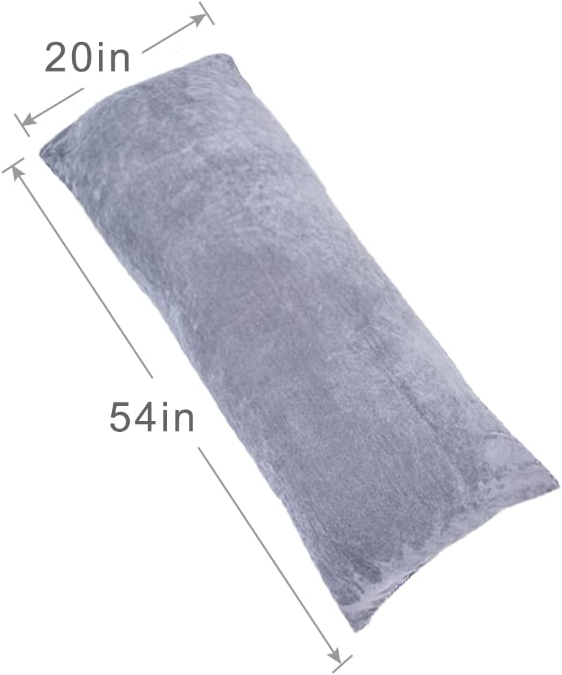 Full Body Pillow for Adults, Long Sleeping, Big Pillows Bed, Firm Large with Velvet Cover, 20X54 Inches (Dark Grey) image number 4