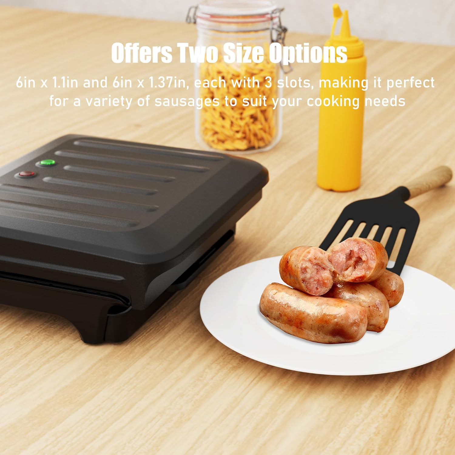 Hot Dogs Machine, Electric Grill with Oil Drip Tray, and Cord Storage, Ideal for Veggie Sausages, BBQ or Sausage, Nonstick Plate for Easy Clean image number 6