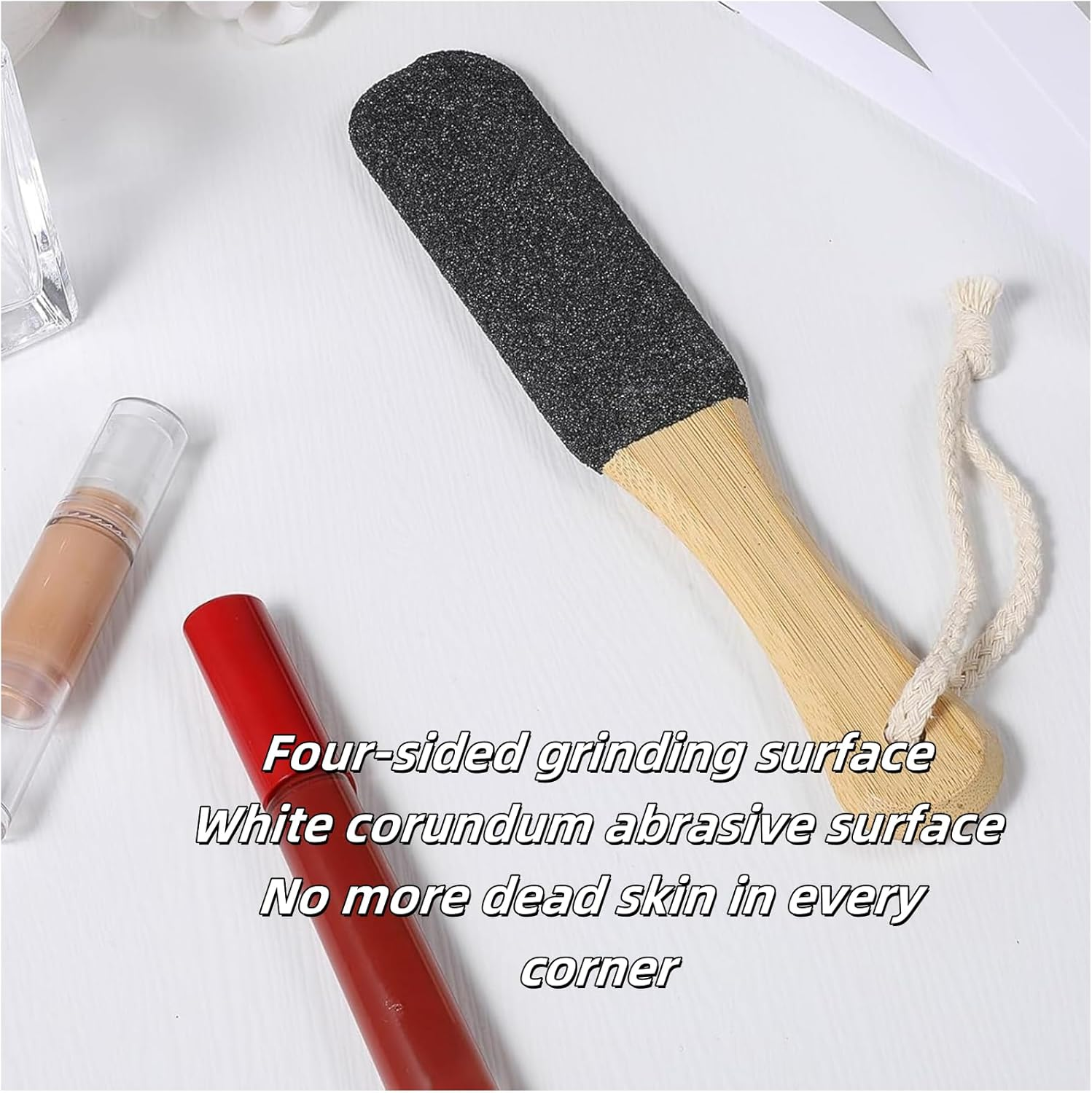 Luojinluoda Foot Pumice Stone Pedicure File (1 Pc) - Pumice Stone for Feet with Ergonomic Wooden Handle, Foot File & Heel Scraper for Smoother Feet and Hands, Heel Sander and Dead Skin Scraper (Black) image number 2