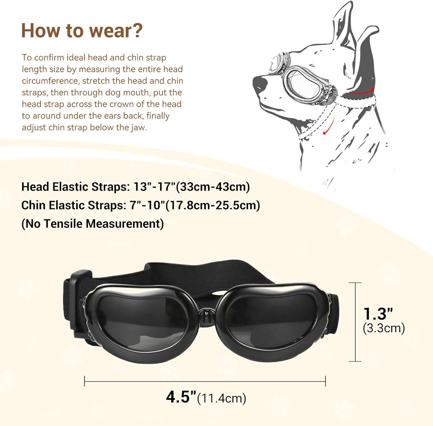 Dog Goggles - Small Dog Sunglasses Waterproof Windproof UV Protection for Doggy Puppy Cat - Black - Black image number 3