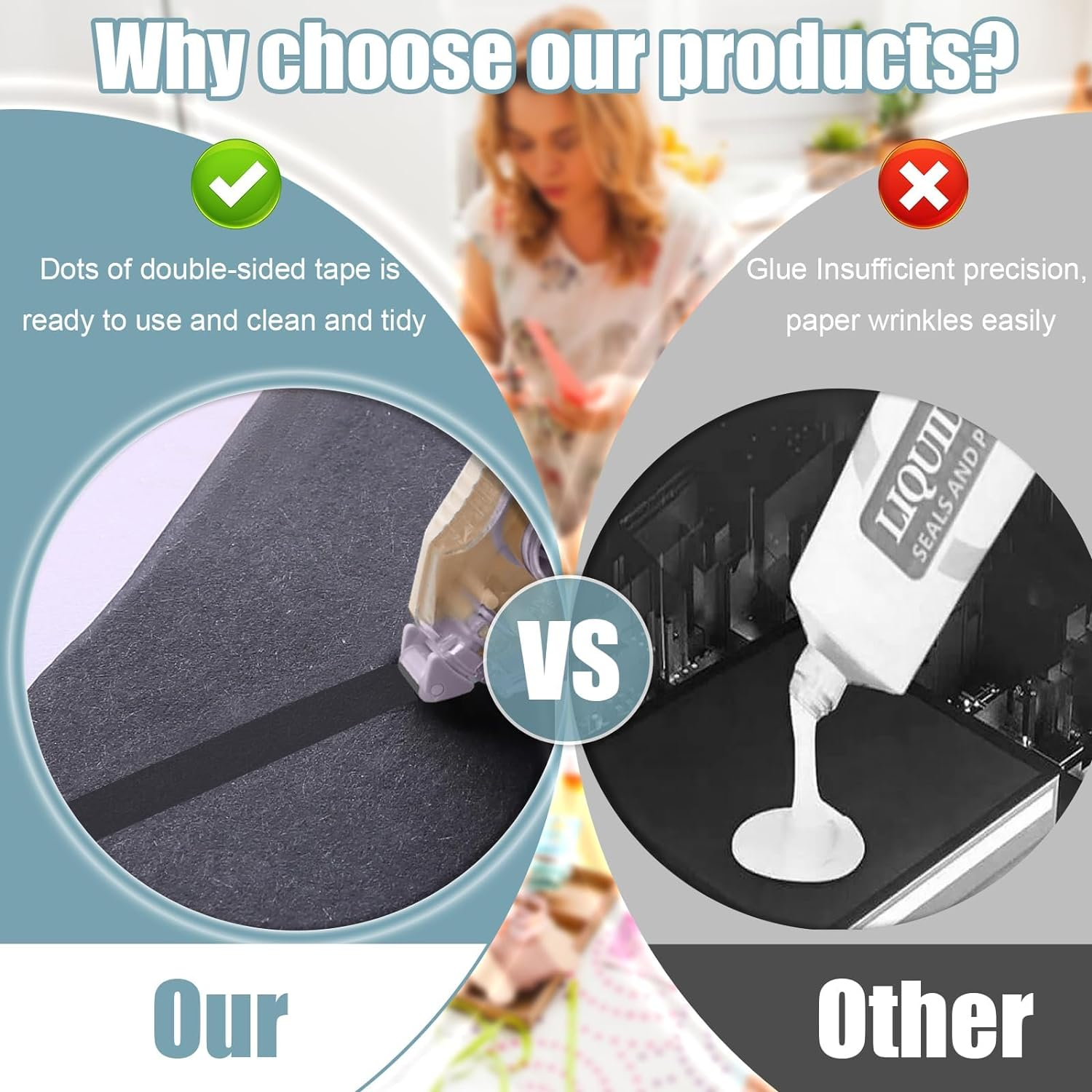 Glue Tape Roller, 3 Pcs Double Sided Glue Roller Permanent, Double Sided Tape Dispenser for Craft, Scrapbooking Supplies, Photo, Album, Cards, Gift Wrapping (0.24In X 19.68Ft) image number 5