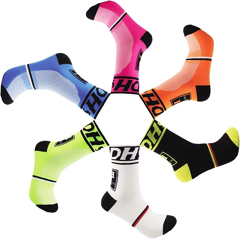 Guaziv Mens Womens Cycling Socks,4-6Pcs Running Socks Colourful Athletic Socks Ankle Sport Socks 6-11