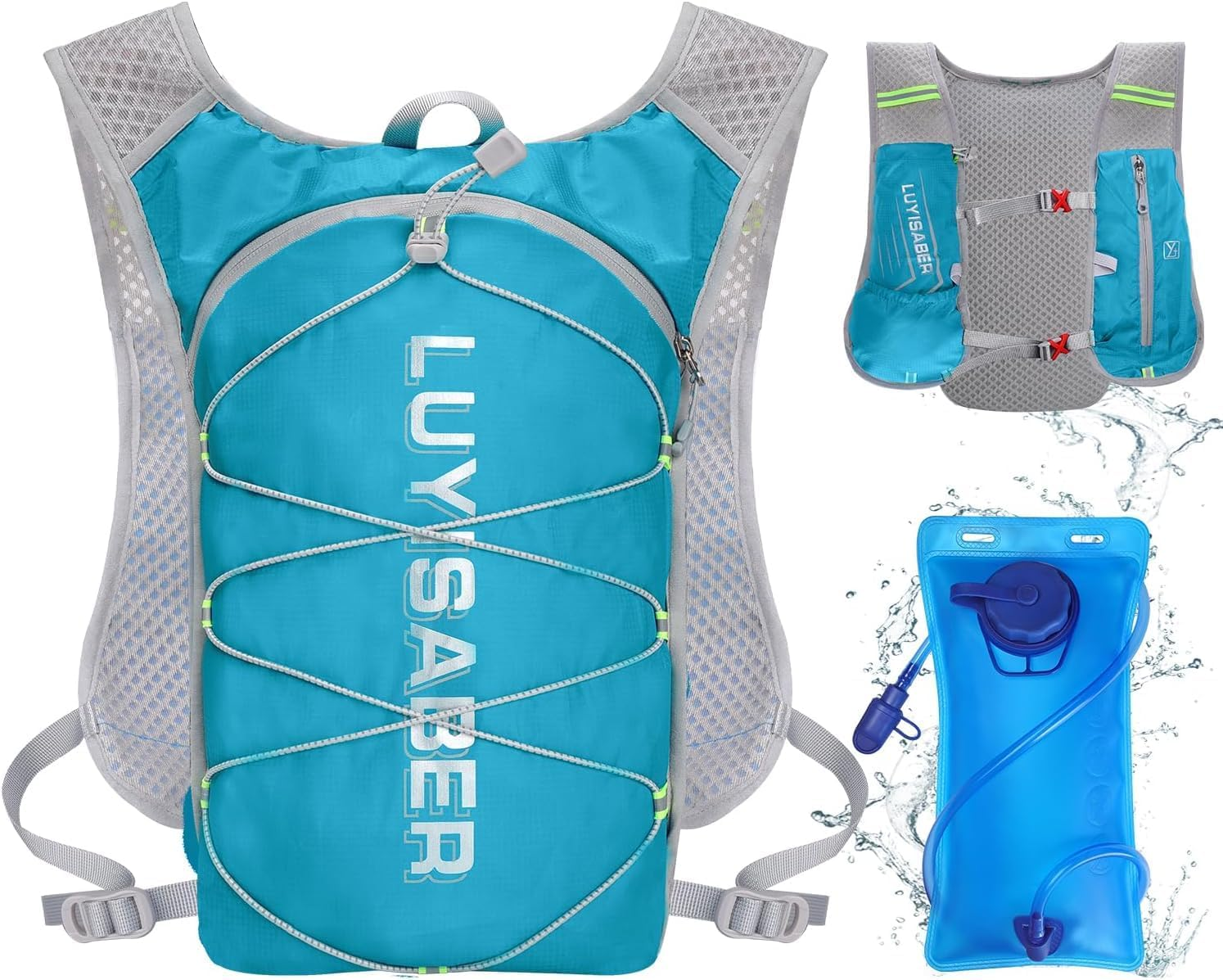 BLAZDEVE Running Hydration Vest Backpack, Ultralight Multi-Pockets Hydration Backpack for Women & Men, Lightweight Hiking Rucksack Hydration Vest Bag for Cycling Running