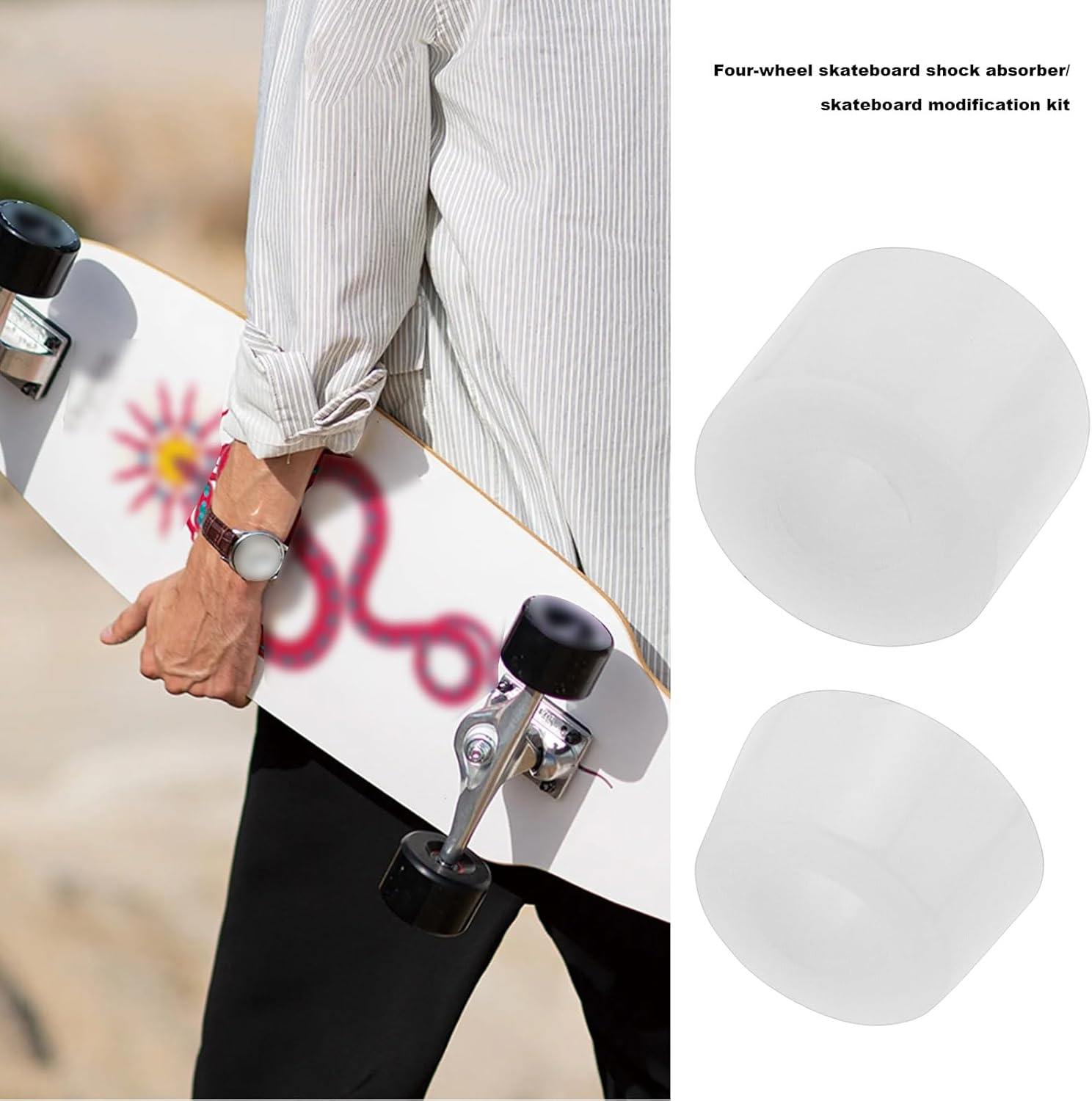 SG Store 1 Set Skateboard Pad Shockproof Bushings Wheel Bushing Rubber Shocking Absorber for Trucks Repair Rebuilding Kit Outdoor Kateboarding Accessories image number 1