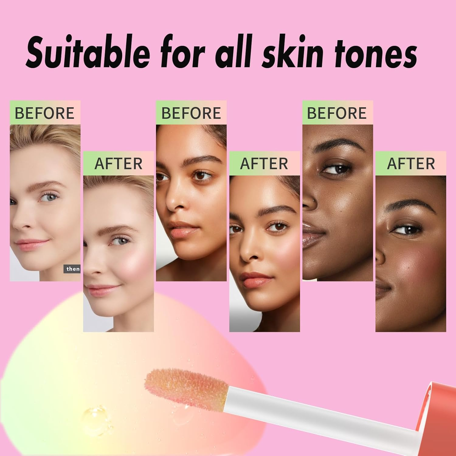 MKNZOME 3Pcs Colour Changing Liquid Blush - Clear to Pink Cheek Tint, Blushers for Cheeks Makeup, Moisturizing Cream Blush Oil, Long-Lasting Waterproof Formula, Smudge-Proof Makeup for Radiant Cheeks - Multicolor-1 image number 7