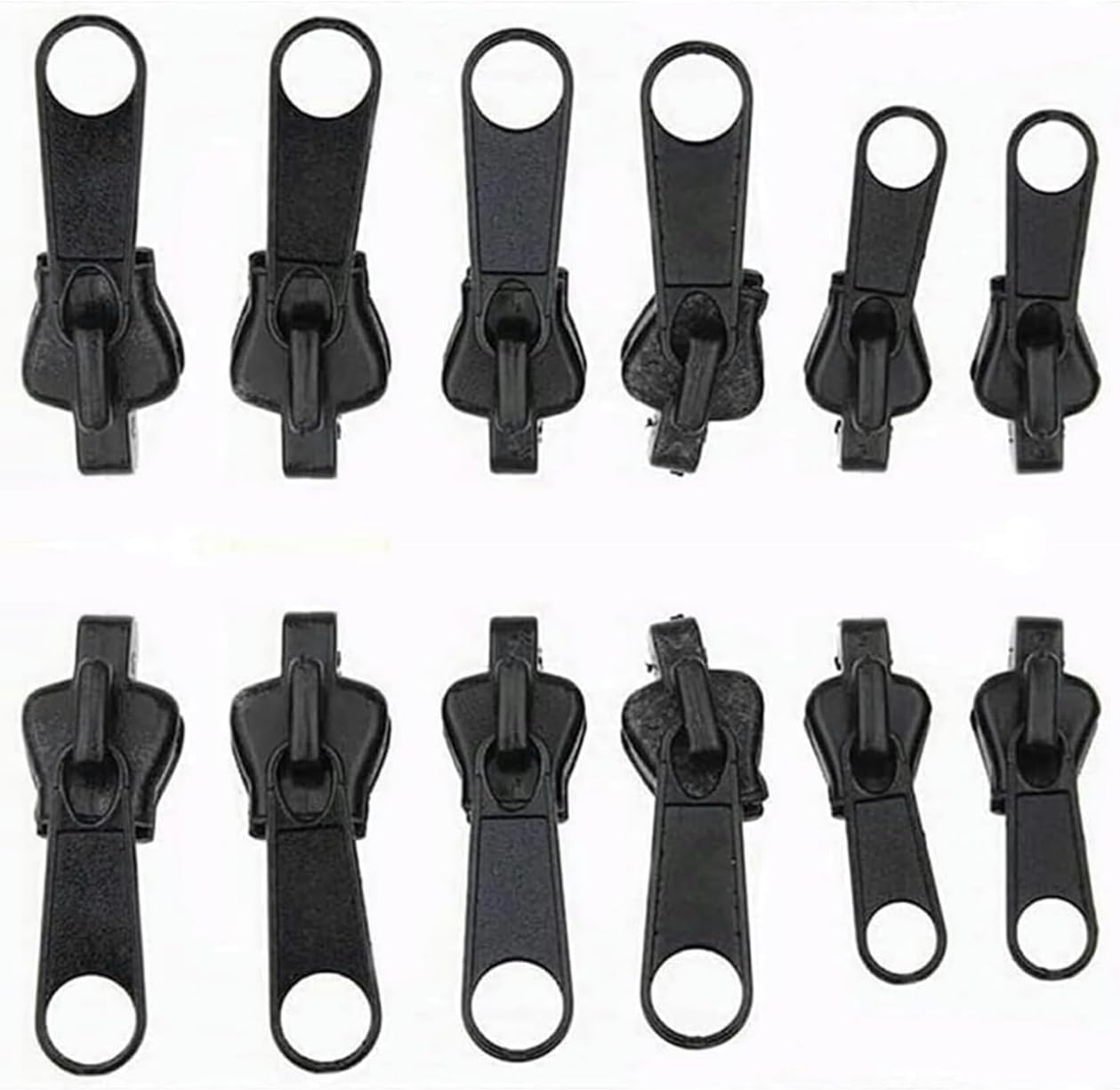 12Pcs Black Fix Zip Puller,Zip Slider Repair Instant Kit,Fix Zipper Removable Rescue Replacement Pack,Instant Zipper Set for Coats Jacket,Luggage,Backpacks Zippers Undergarment Sewing image number 2