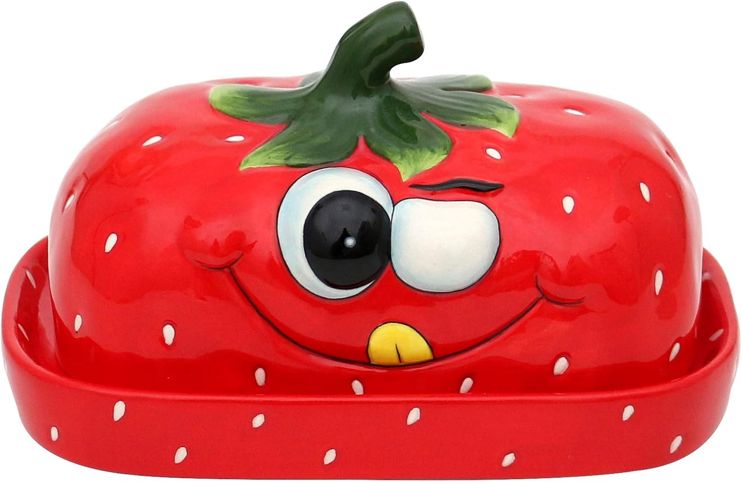 Dekohelden24 Ceramic Butter Dish/Butter Dish Strawberry in Red Dimensions Approx. 16.5 X 11 X 10 Cm image number 6