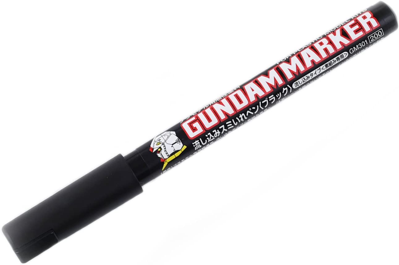 Mr.Hobby GM-301P Gundam Marker, Pour Type, Felt Tip Pens, for Painting Gunpla, Black, Fine image number 1