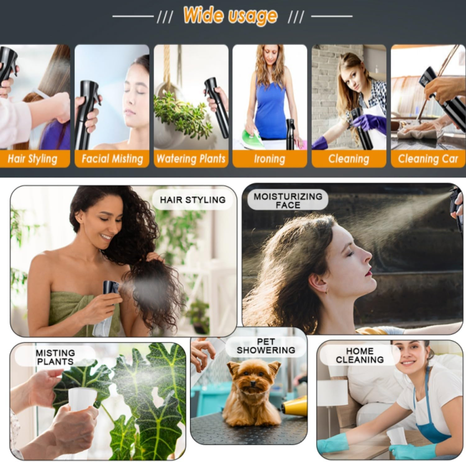 Water Spray Bottles Hair Spray Bottles Mist Sprayer Fine Plant Mist Spray Bottle Fine Continuous Spray Water Bottle, Fine Mist Spray Bottles for Hair, Plants, Cleaning, 200Ml, Set of 2 image number 1