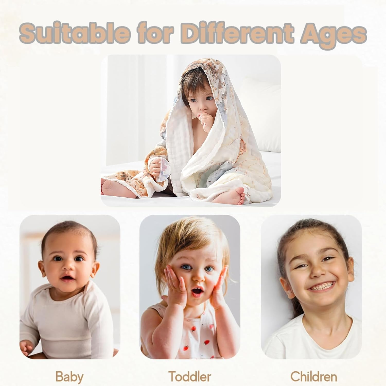 ZONEY Baby Swaddle Blankets,100% Cotton Muslin 6 Layer Crib Blanket Quilt Suit for Newborn,Baby Toddler Children and Kids, Super Soft, Lightweight Large Size 41.3X41.3Inchs (Submarine) - Submarine image number 6