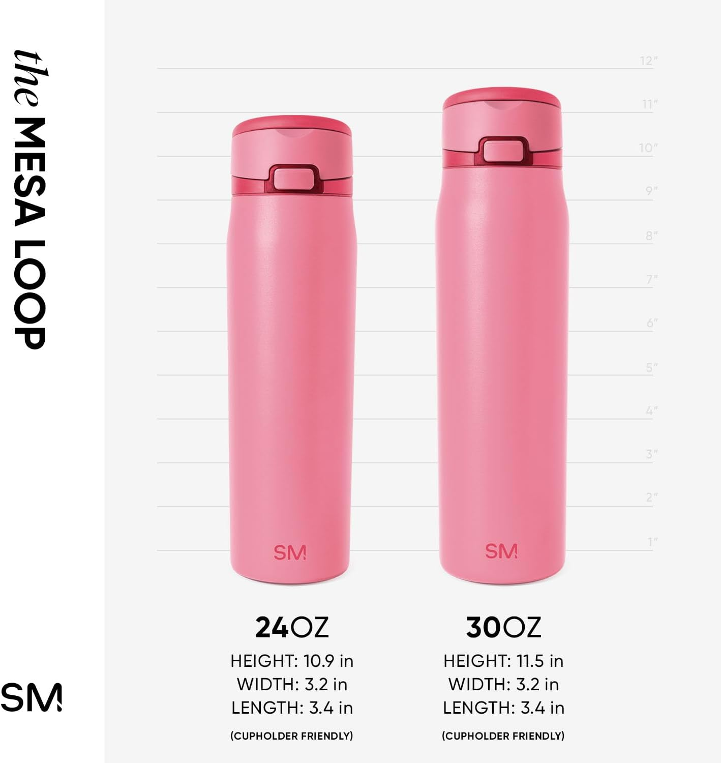 Simple Modern Mesa Loop Water Bottle with Straw | 30Oz Cup Holder Friendly Insulated Stainless Steel Bottles for Travel, Sports and School | Velvet Pink image number 7