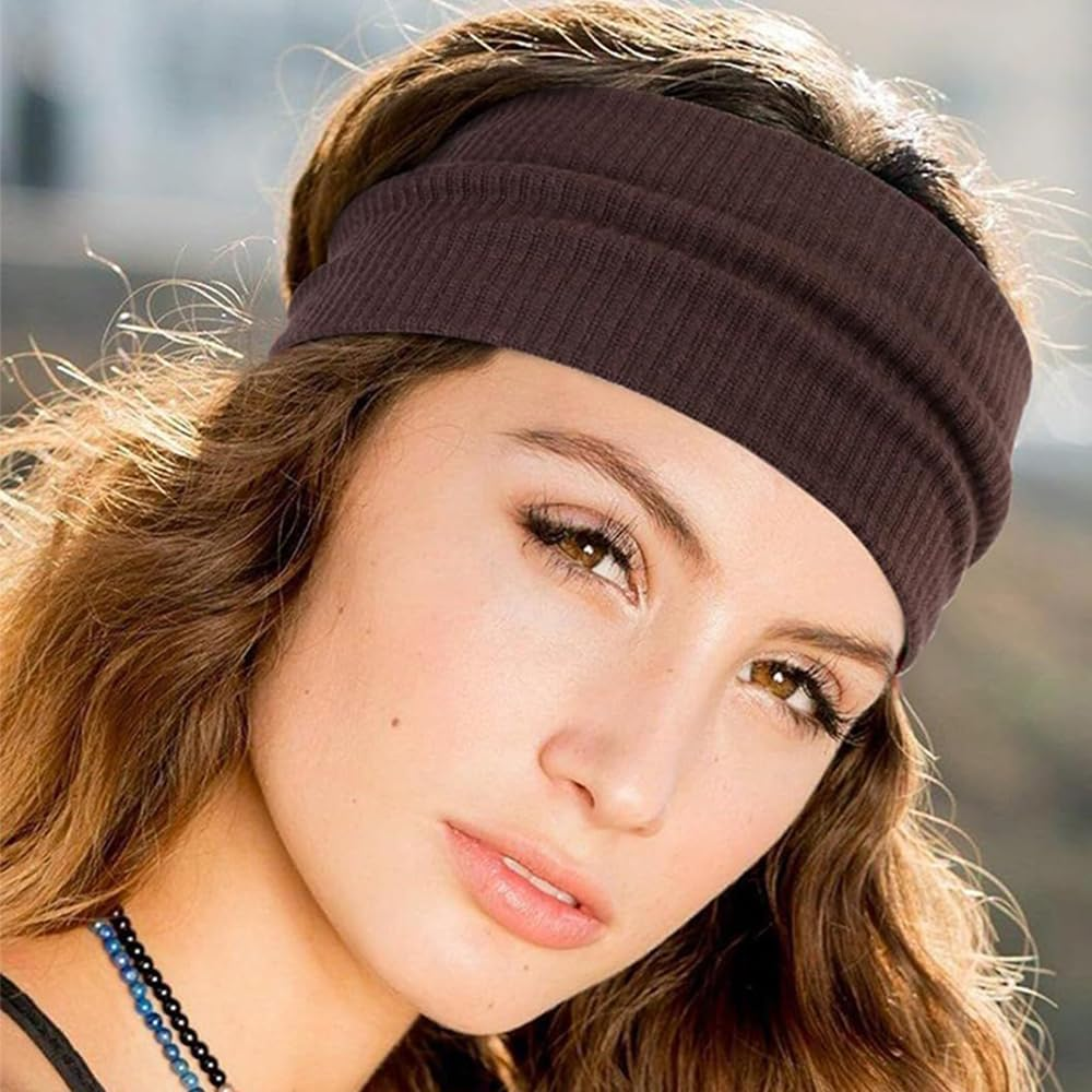 Wide Headband Women for Women,10Pcs Non Slip Thick Headbands Soft Cotton Boho Head Bands for Yoga Workout Fashion Hair Accessories (One Size) image number 6