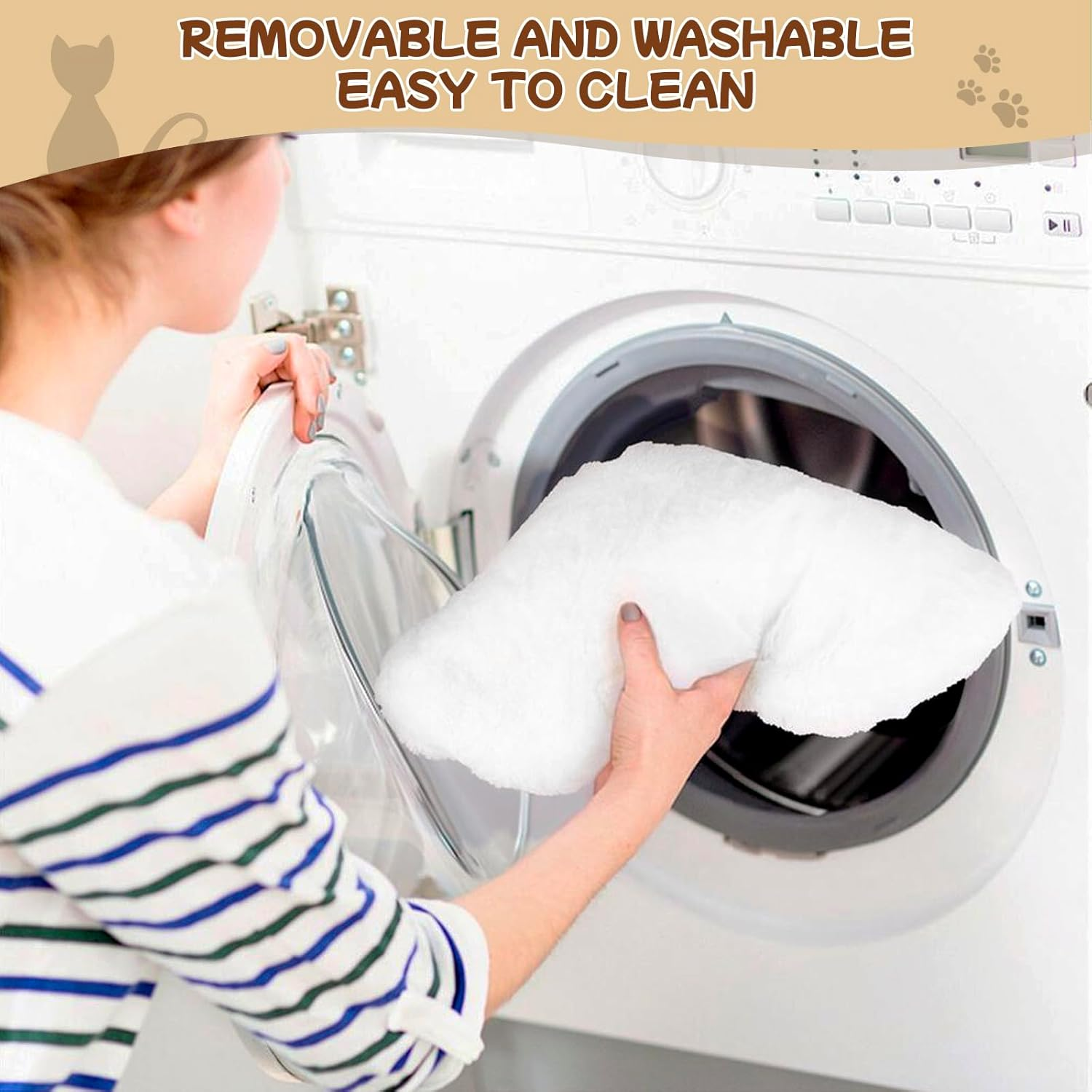 Homegroove Cat Desk Bed, Extra-Large & Space-Saving Cat Bed for Desk, Sunken Design Holds up to 40Lbs, Soft Faux Fur Material for Desk, Office, Gamers, Removable & Washable(White) image number 5