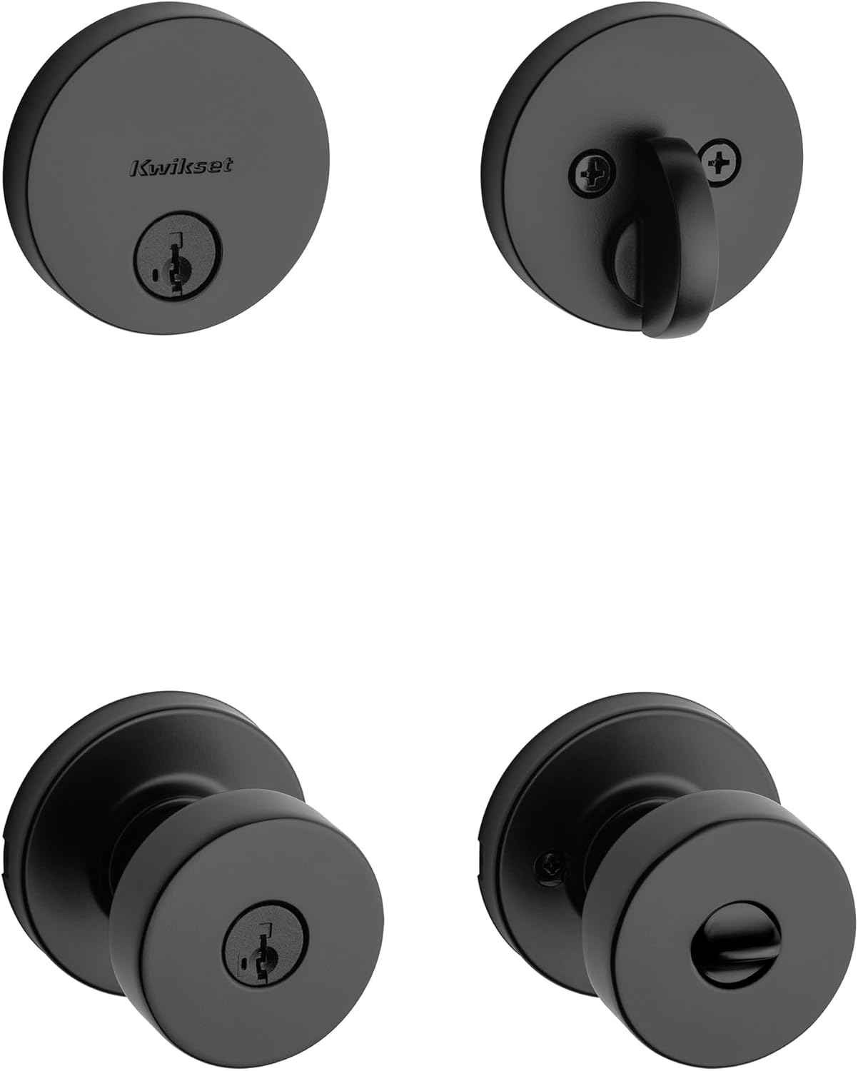 Kwikset 991 Pismo Keyed Entry Knob and Single Cylinder Deadbolt Combo Pack Featuring Smartkey and Microban in Satin Nickel