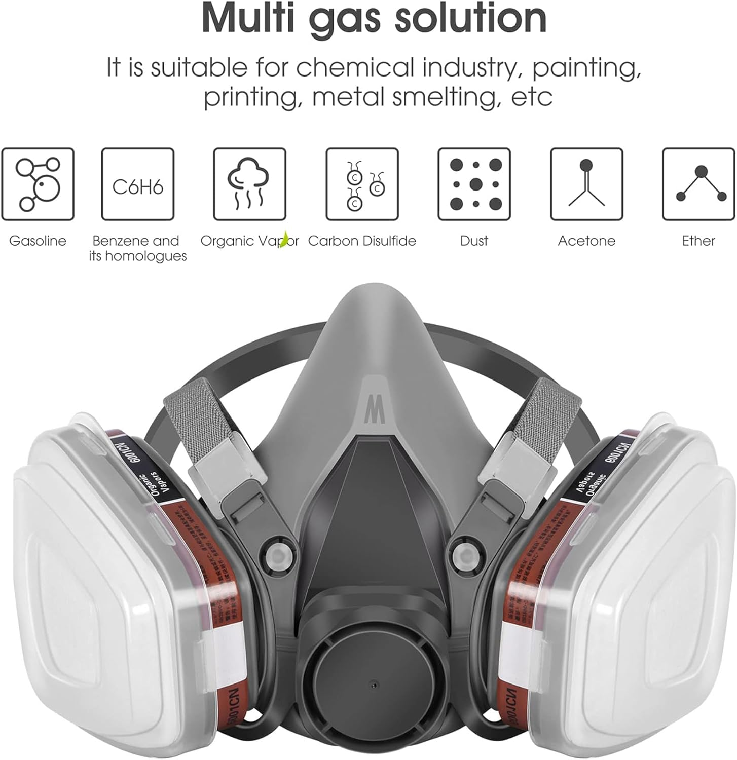 Half Facepiece Reusable Respirator Mask, Half Face Cover Set, Widely Used for Sanding, Cutting, Painting, Woodworking, Polishing, Welding, Spraying, Chemical and Other Work Protection