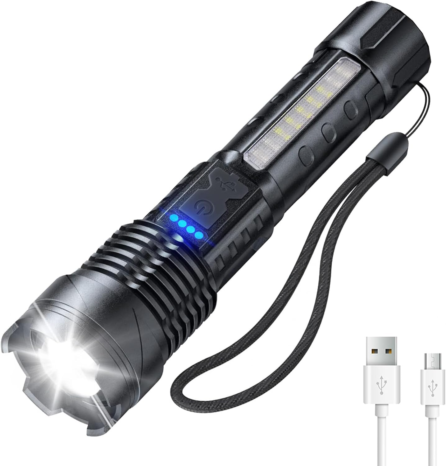 LED Torch Rechargeable 20000 Lumens Super Bright Adjustable Focus Flashlight, 7 Light Modes IPX6 Waterproof Powerful Handheld Flash Light for Power Cuts, Emergency, Camping, Hiking, Outdoor image number 1