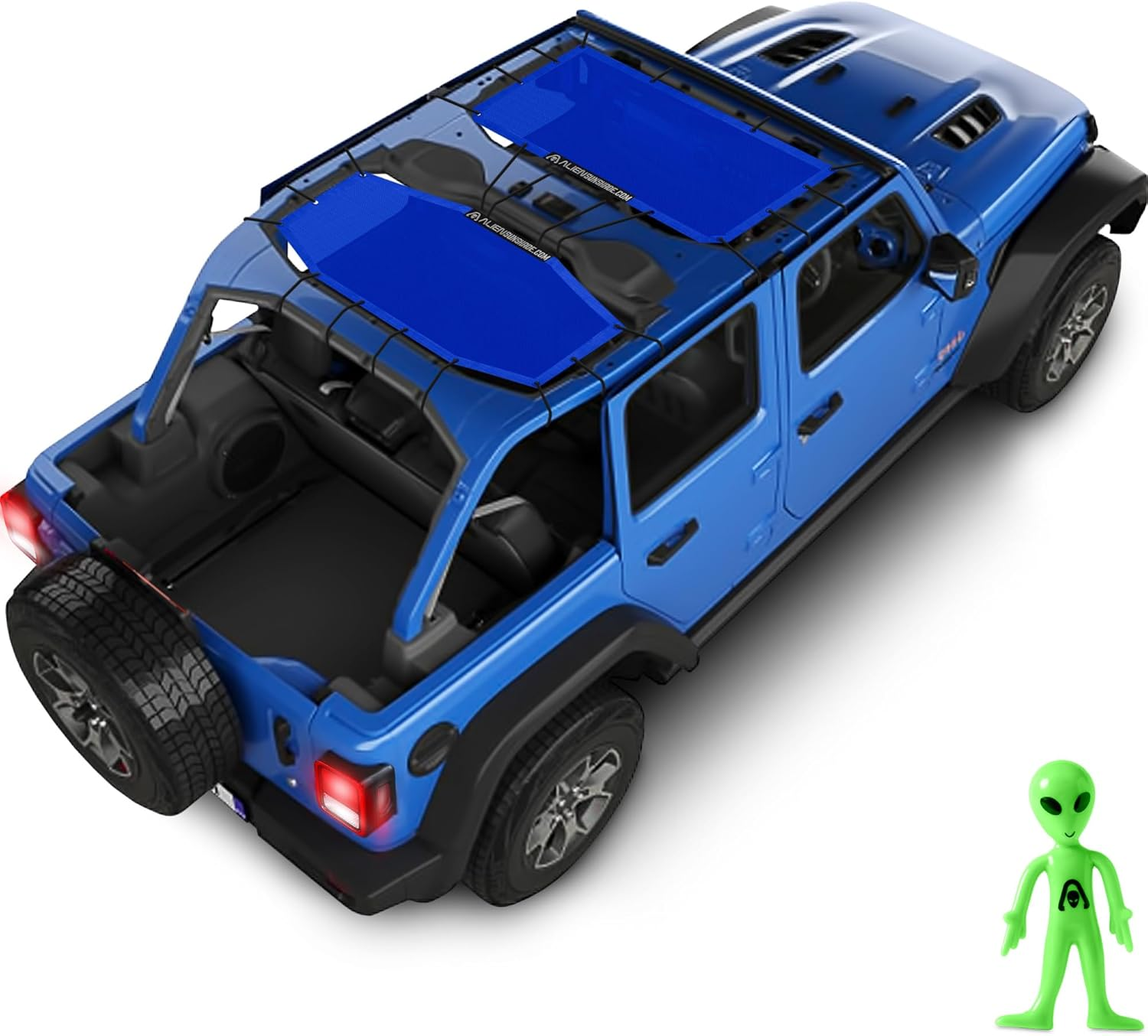 Alien Sunshade Jeep Wrangler JLU (2018-2023) &ndash; Front & Rear Mesh Sun Shade for Jeep JL Unlimited - Blocks UV, Wind, Noise - Bikini Jlkini Top Cover for Sport, Sport S, Sahara, Rubicon (Black)