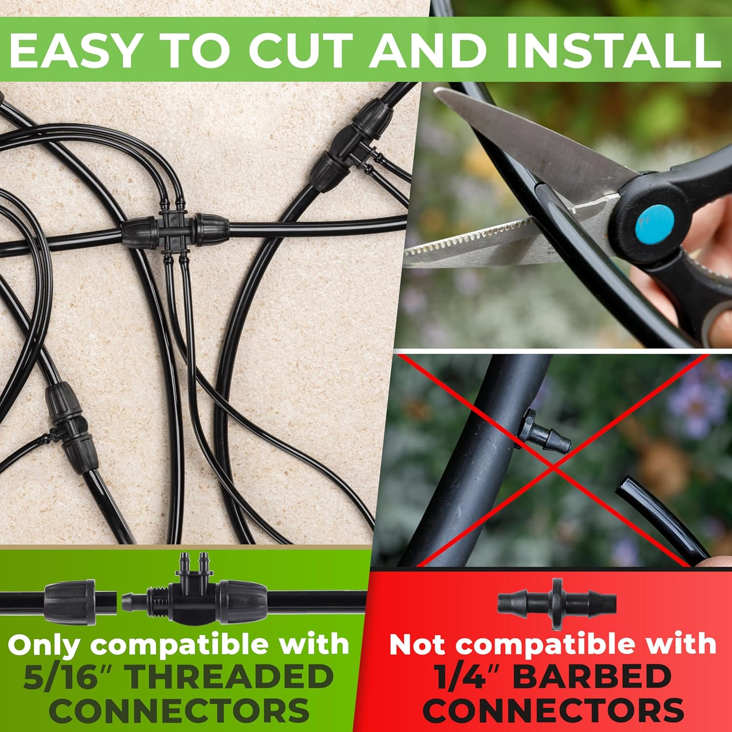 CARPATHEN 5/16 Drip Irrigation Tubing - Mainline - (.42" OD X .30" ID) 100 Ft Black PVC Water Line image number 3