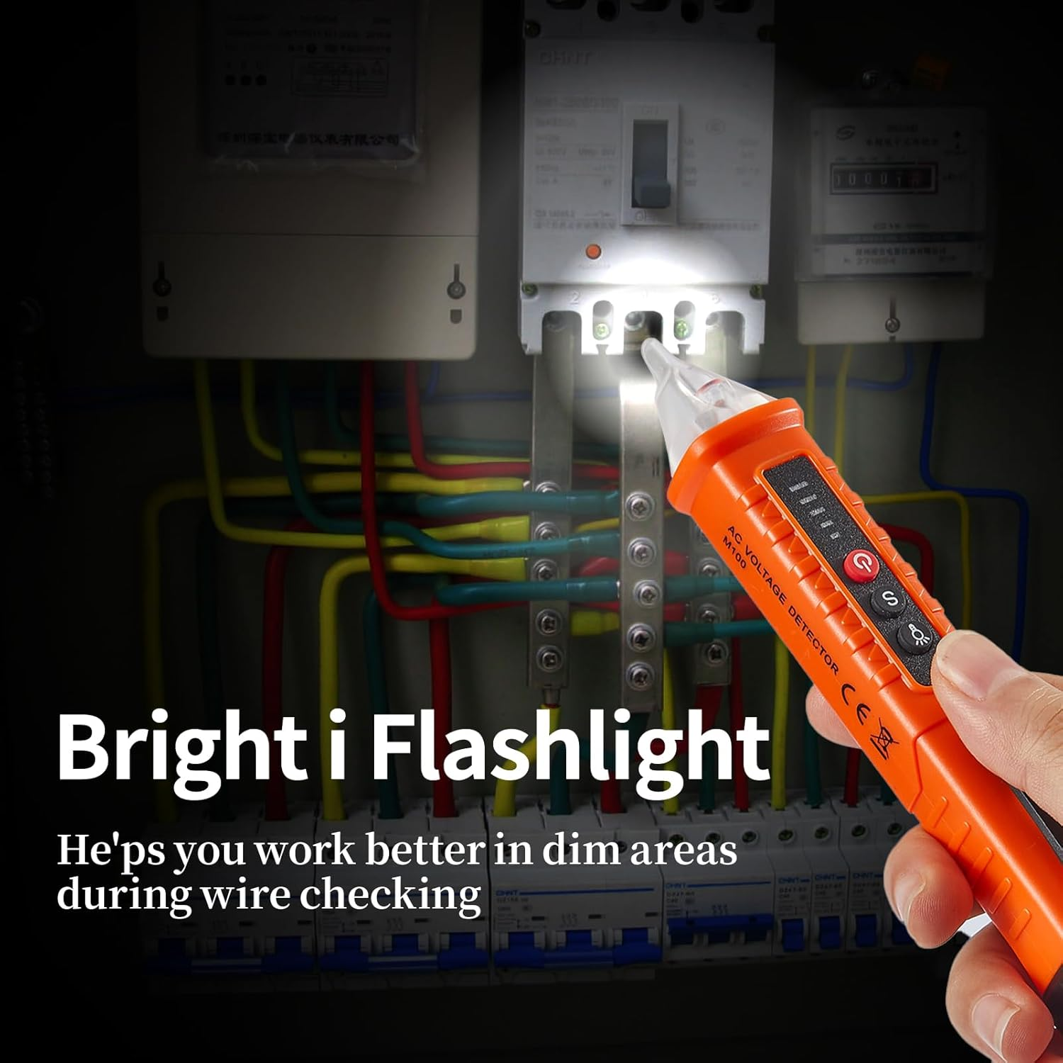 2 Pack Non-Contact Voltage Detector, Voltage Tester Electrical Tester, AC 12V/48V/70V-1000V, Wire Tester with Buzzer Alarm and Flashlight, Wire Breakpoint Finder, Orange & Red