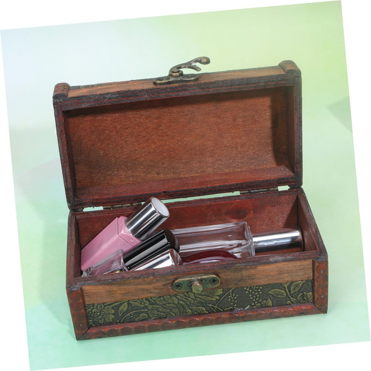 MAGICLULU Vintage Chinese Style Wooden Decorative Storage Box Lock, Small Orange Retro Jewelry and File Organizer for Home and Wedding Use image number 4