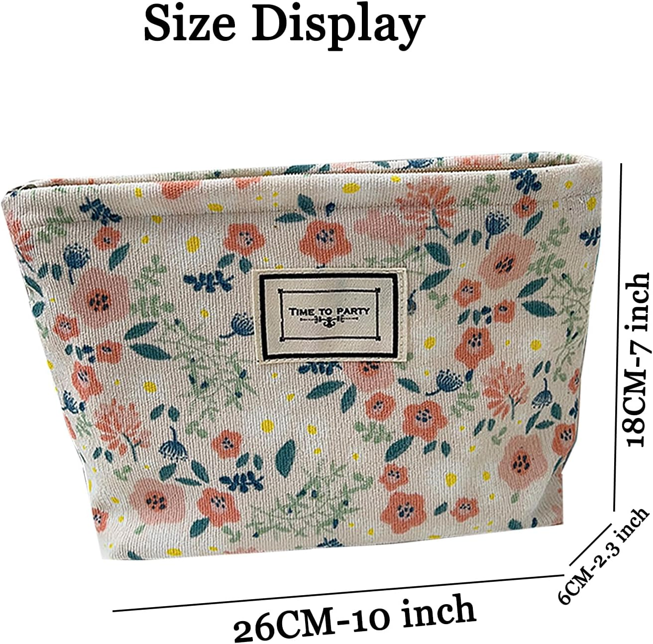 Gidary Floral Cosmetic Bag Makeup Bag Preppy Cute Corduroy Toiletry Bag for Women Travel Essentials（Green）