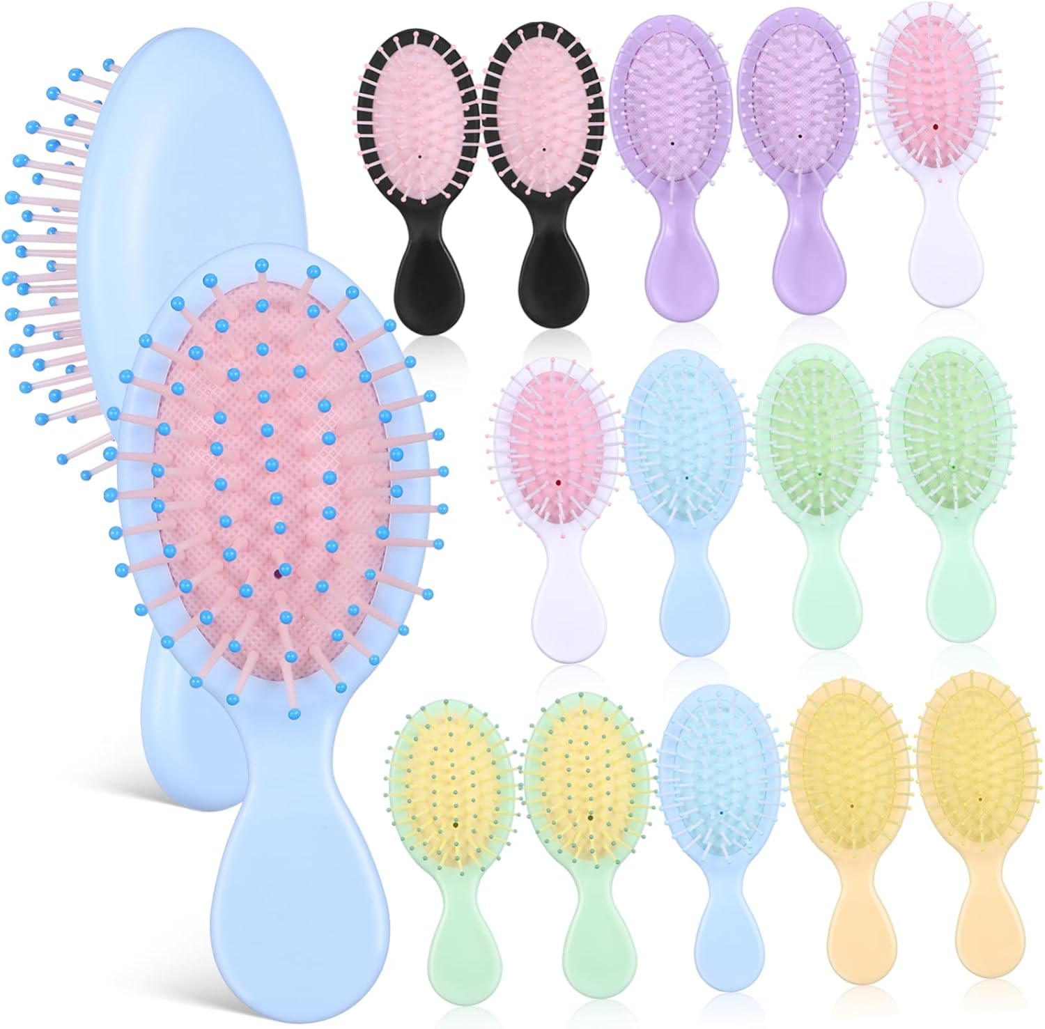WOFASHPURET 16 Pcs Mini Detangler Hair Brushes for All Hair Types Travel Friendly Small Comb with Sturdy Material Portable in Vibrant Colors for Adults image number 3