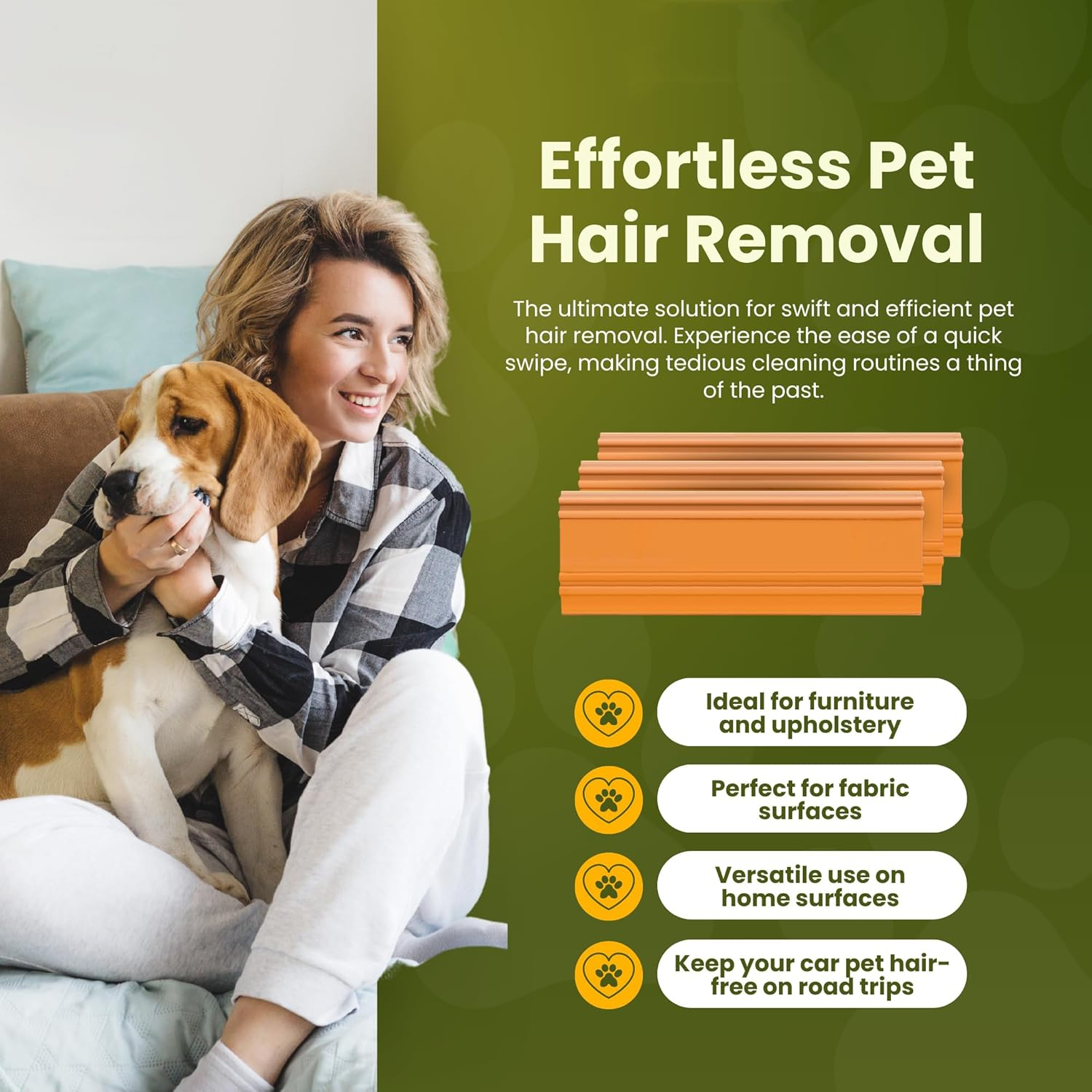 Pet Hair Remover Tool - 4.33&rdquo; (11Cm) Lightweight & Compact Scraper for Car, Couch, Carpet, Bed, Portable Multi-Surface Fur Cleaner for Cats & Dogs (Easy to Use) image number 2