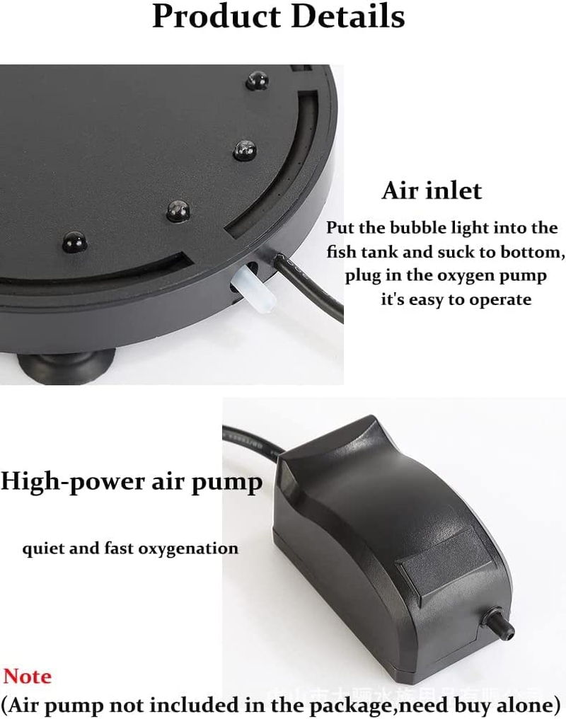 4.92 Inch 12 Leds Fish Tank Light, Bubbler Stone, LED Aquarium Lights, Air Stone Disk, Submersible Fish Tank Aquarium Decorations Accessories, Underwater round Small Bubbles Lamp Connect to Air Pump image number 1