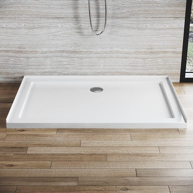 ELEGANT Rectangular Shower Base Solid Stone Resin Shower Tray with Silver Shower Drain for Bathroom Shower Enclosure 1000X800Mm Shower Cubicle Base image number 3