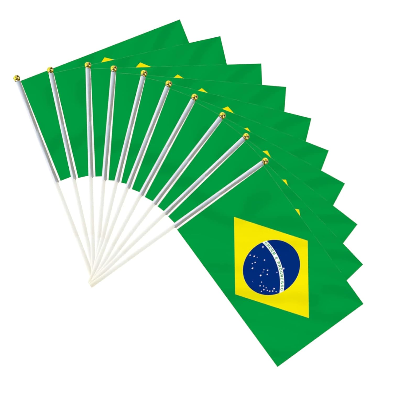 10 PCS Handheld Brazil Flag,8.5&times;5.5 Inch Hand Held Mini Brazilian Flags Banner for Indoor Outdoor Parade Waving the Tlag and Shouting image number 4