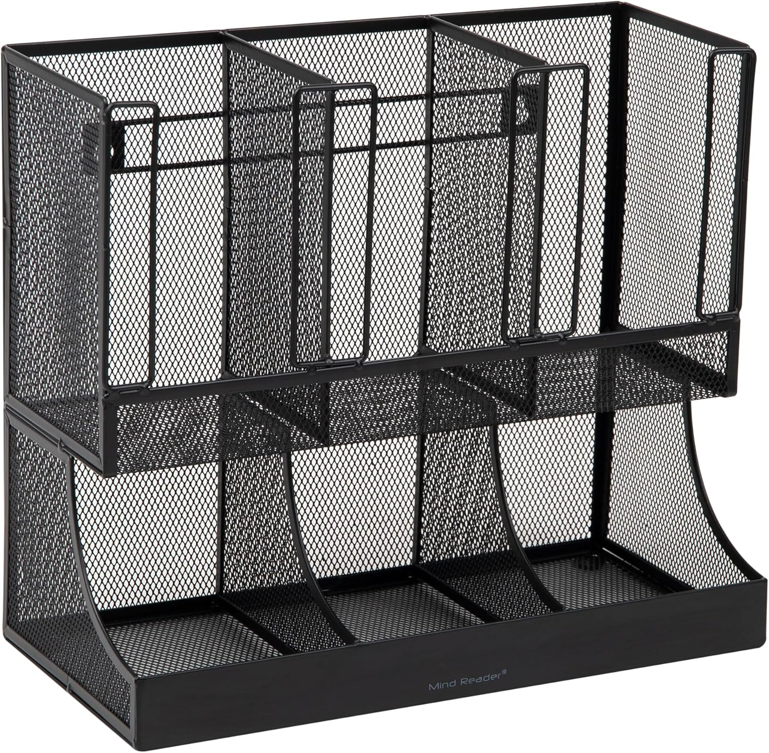 Mind Reader Cup and Condiment Station, Countertop Organizer, Coffee Bar, Kitchen, Metal Mesh, 13" L X 6.45" W X 11.25" H, Black image number 4