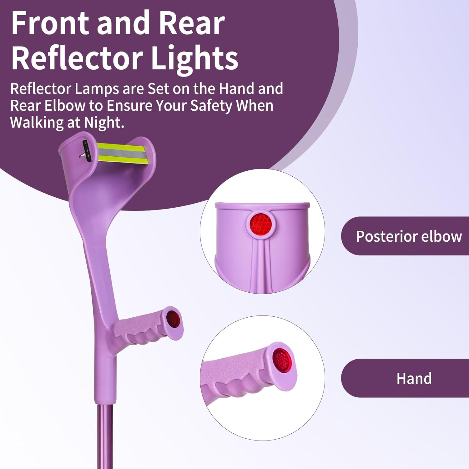 1 Pc Forearm Crutches for Adults,Folding Walking Cane,10-Level Height Adjustment,Lightweight Aluminum Walking Aid,Rubber Grip, Slip-Resistant and Wear-Resistant,1-Pack Purple. image number 3