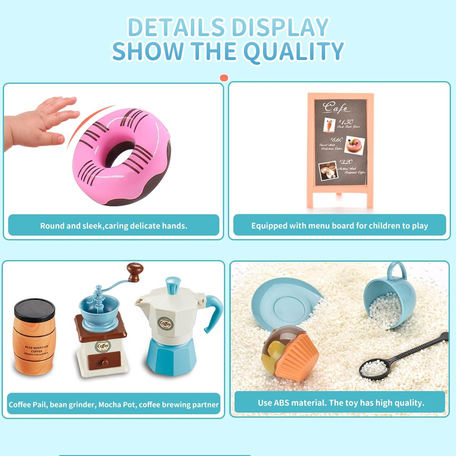 Pretend Tea Party Set for Little Girls, 38 PCS Coffee Maker Set and Play Food Dessert Set for Kids Age 3 4 5 6 7 8 9, Kids Kitchen Pretend Play for Princess Girls Boys image number 2